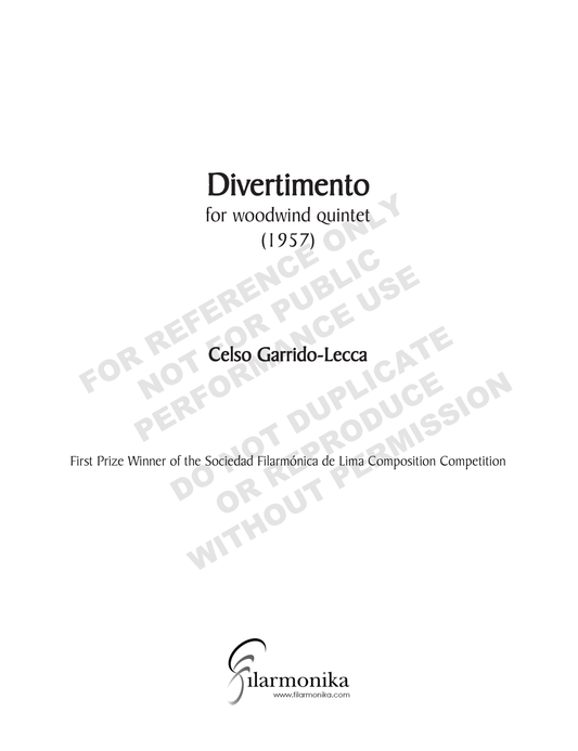 Divertimento, for woodwind quintet