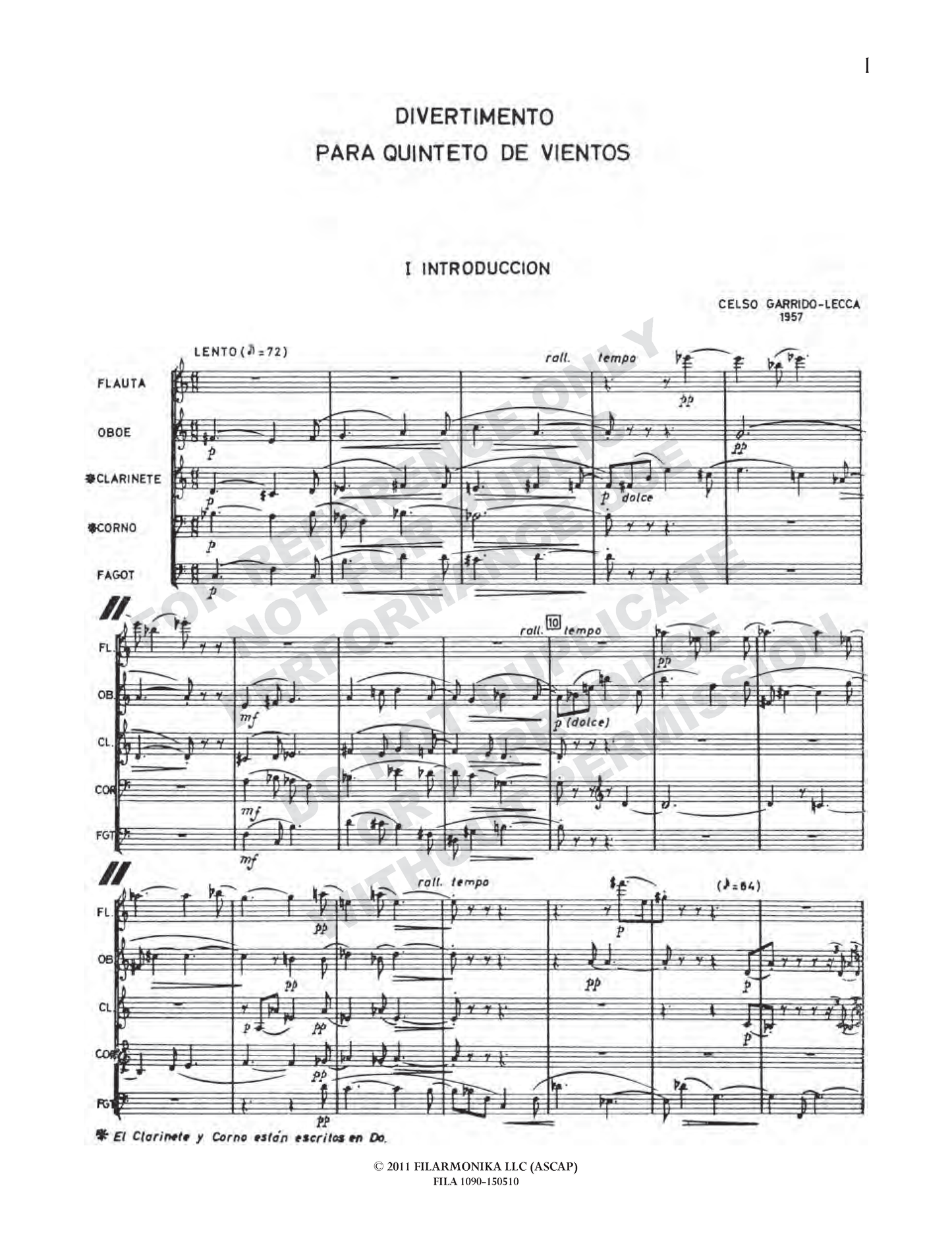 Divertimento, for woodwind quintet