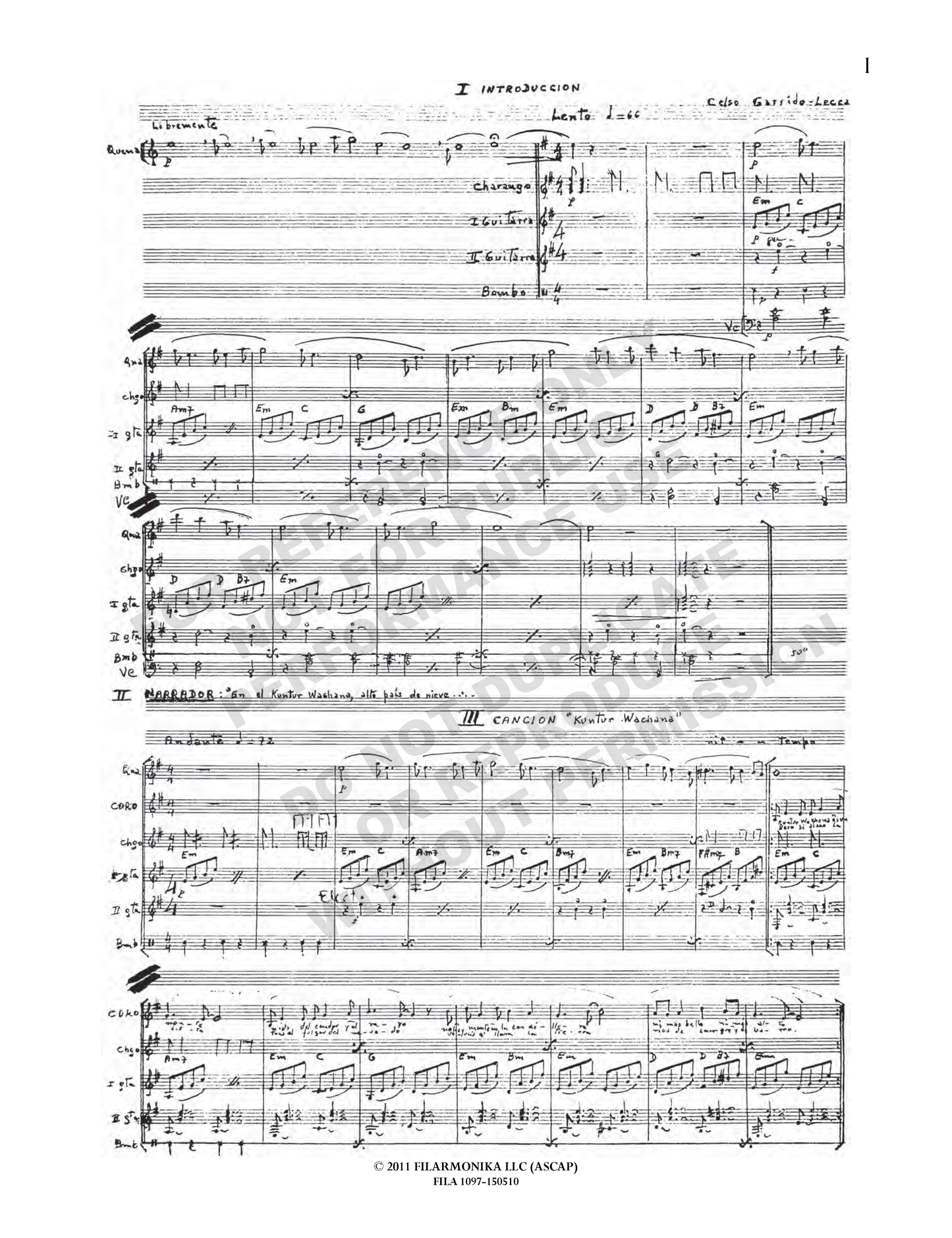 Donde nacen los cóndores, for male choir and andean instruments