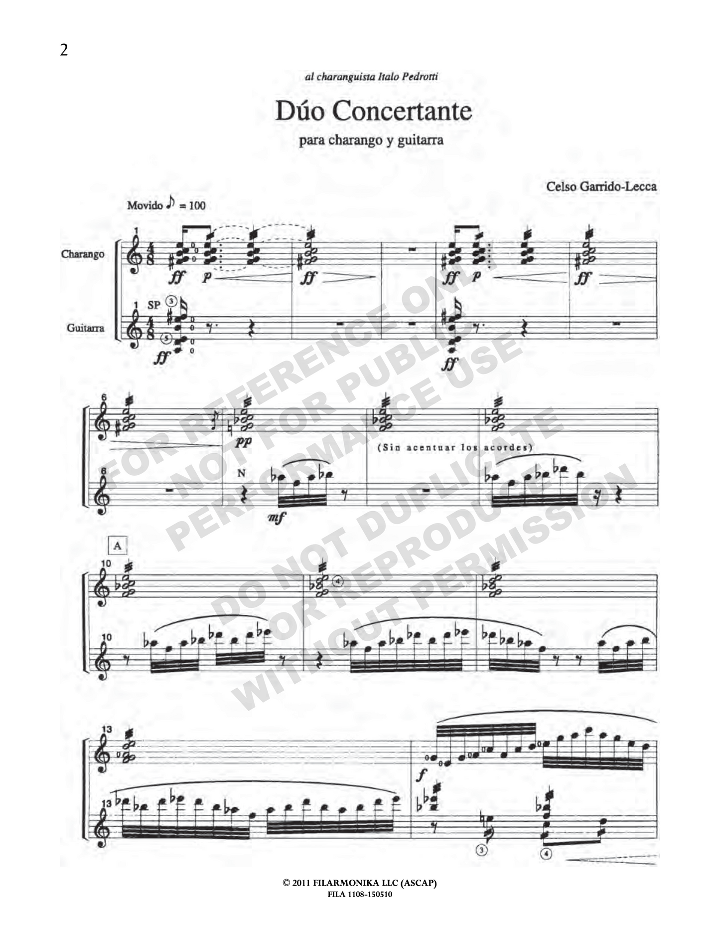 Dúo concertante, for charango and guitar