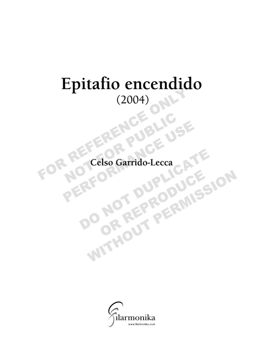 Epitafio encendido, for narrator and orchestra