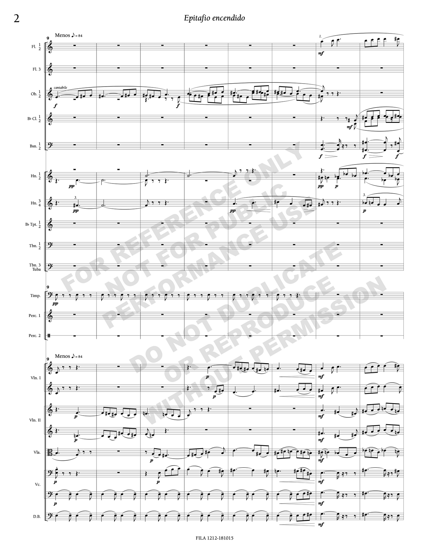 Epitafio encendido, for narrator and orchestra