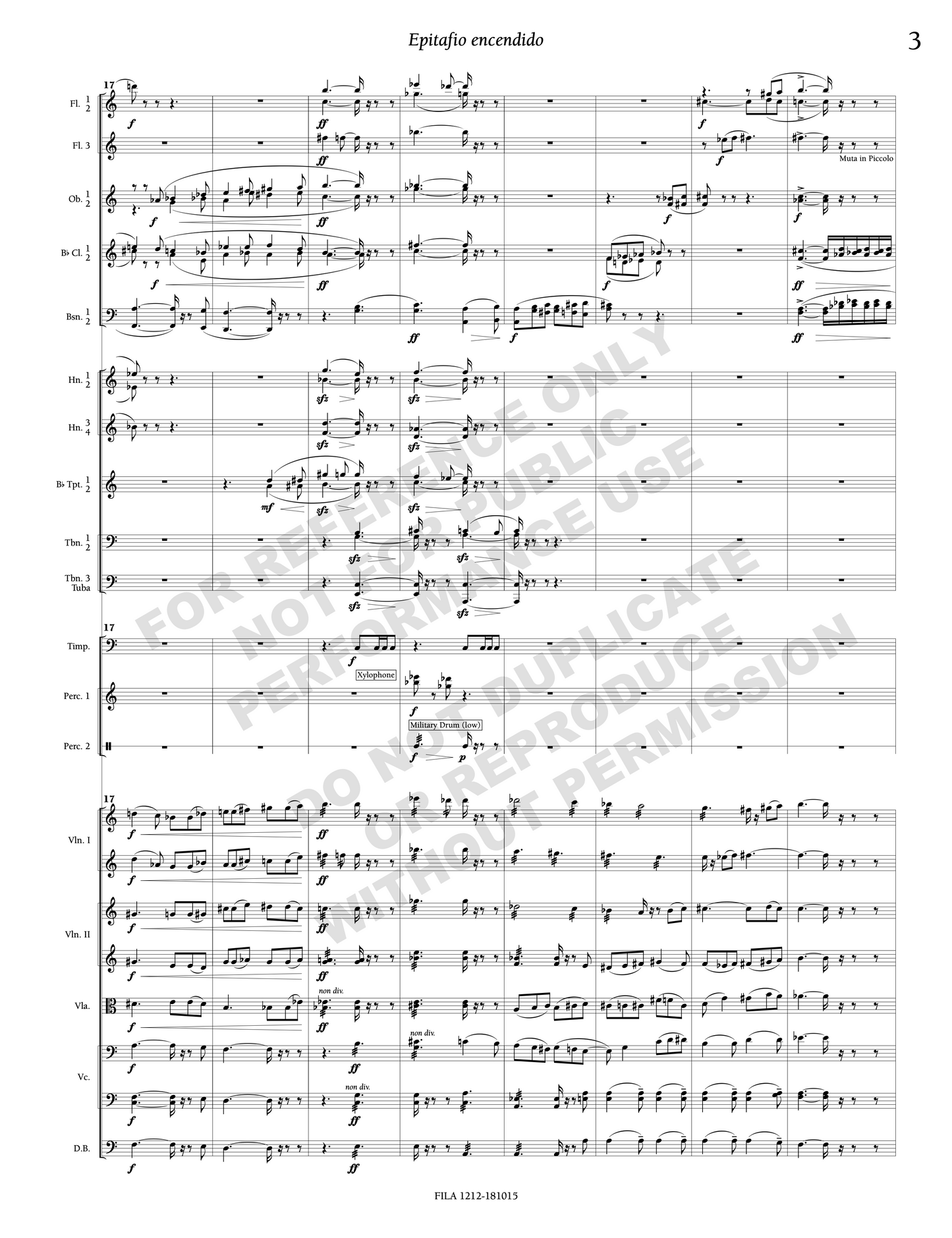 Epitafio encendido, for narrator and orchestra