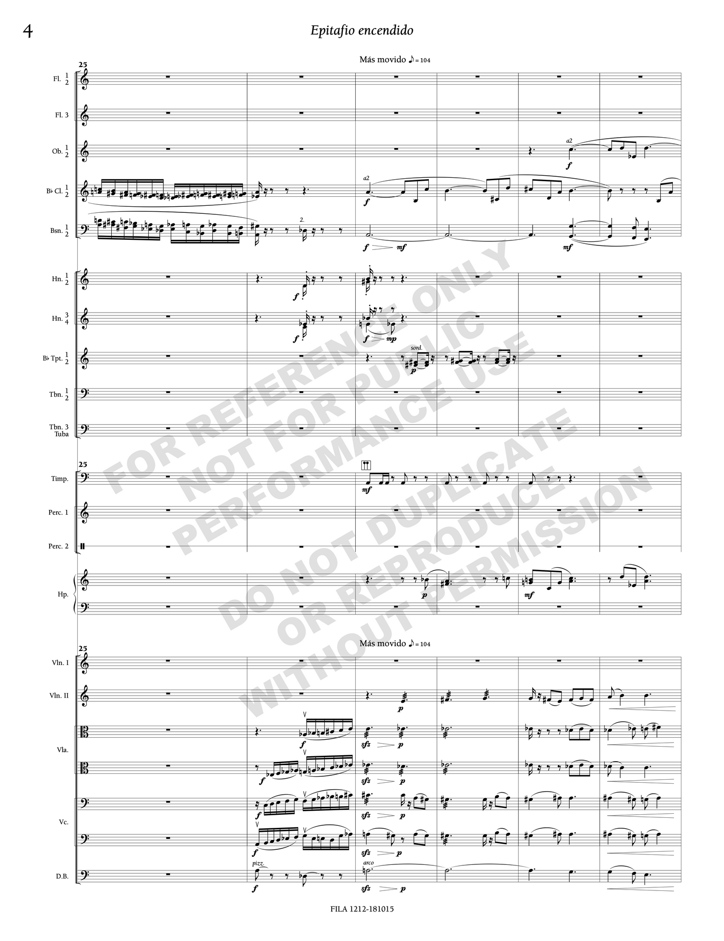 Epitafio encendido, for narrator and orchestra