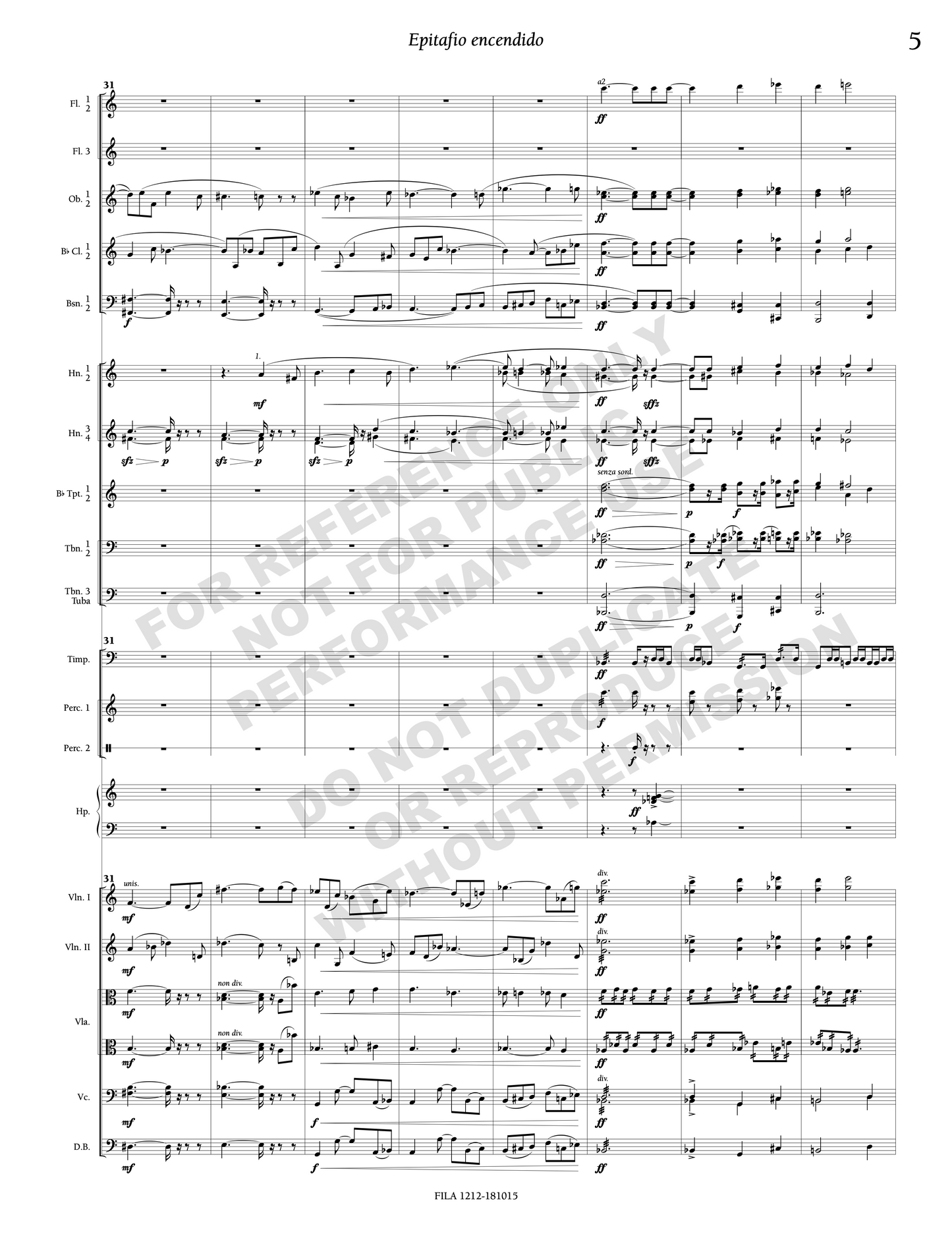Epitafio encendido, for narrator and orchestra