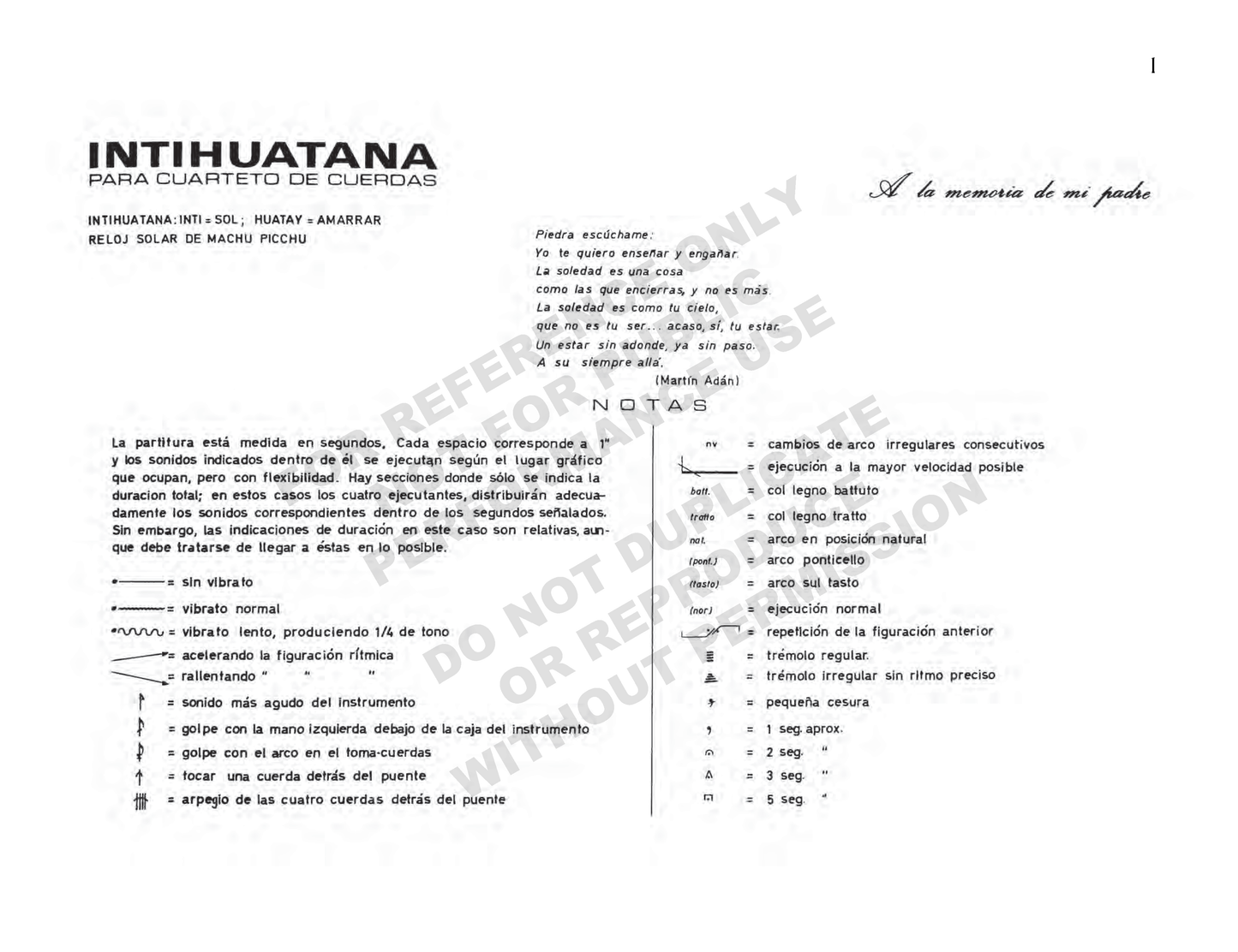 Intihuatana, for string quartet