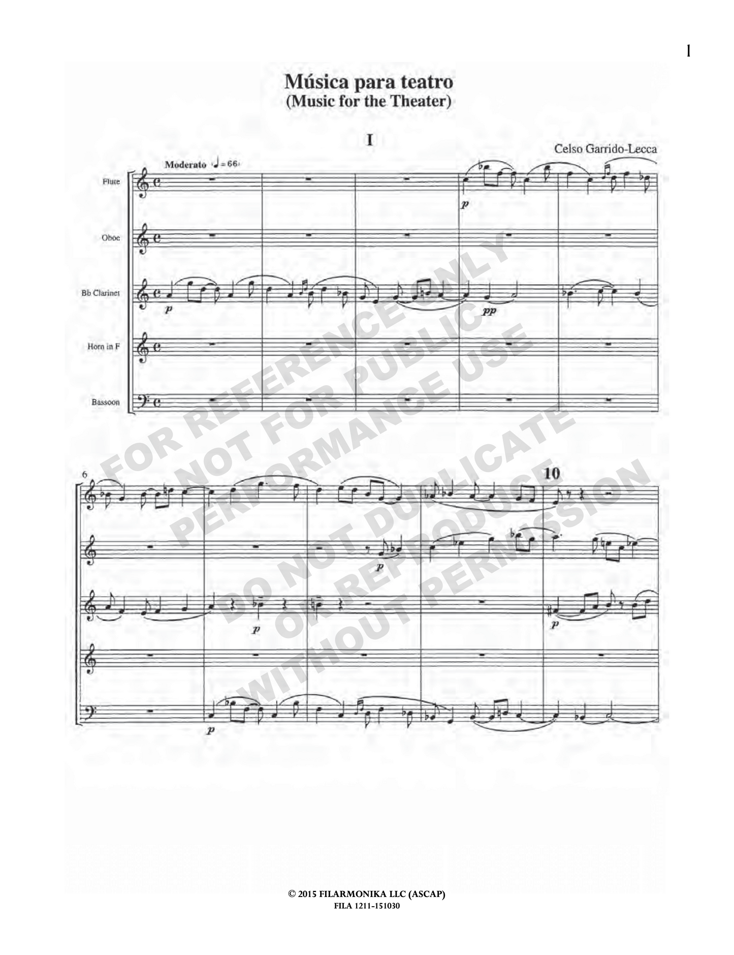 Música para teatro, for woodwind quintet