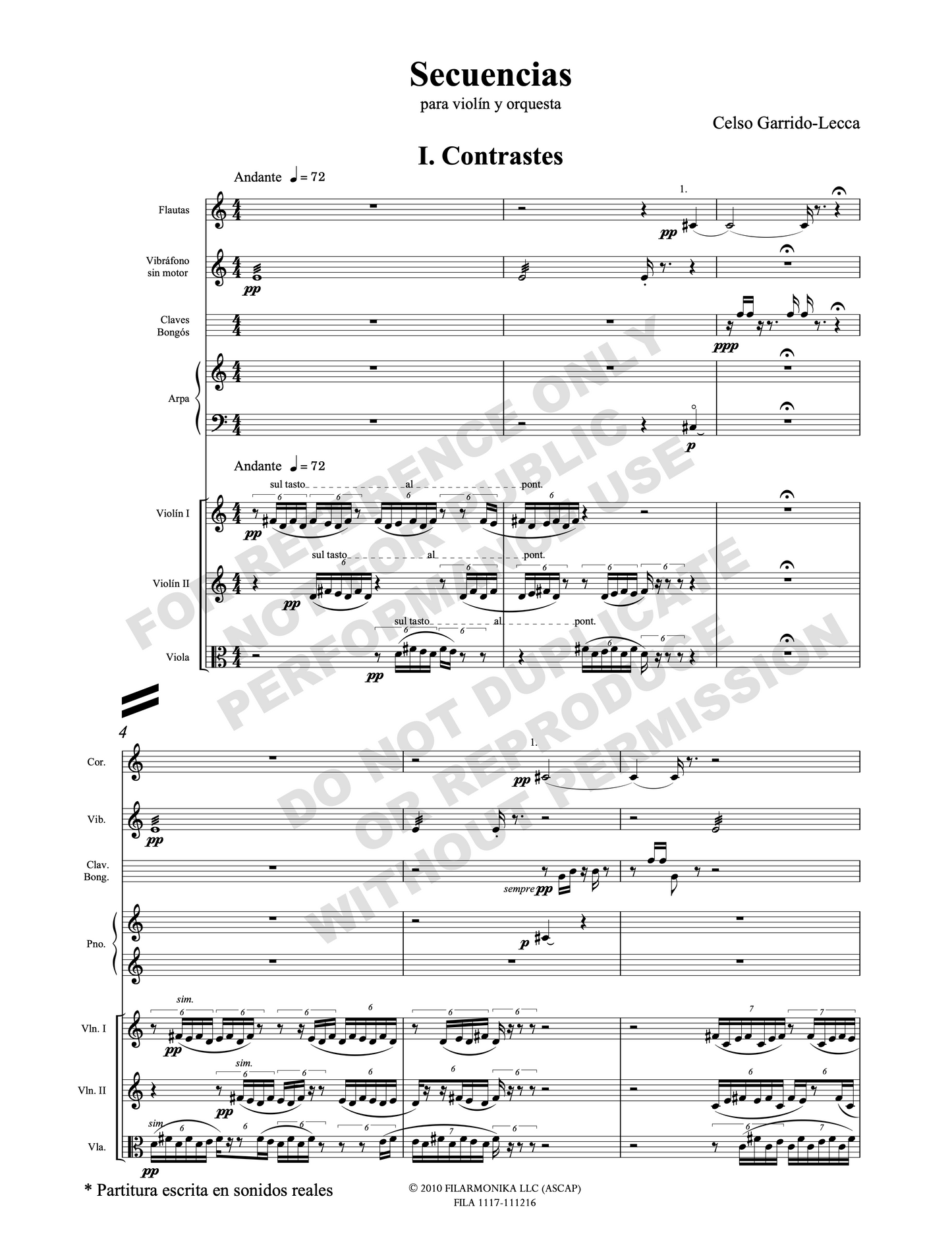 Secuencias, for violin and orchestra
