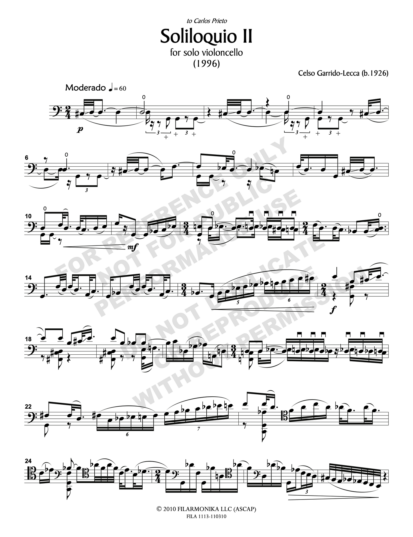 Soliloquio II, for solo cello