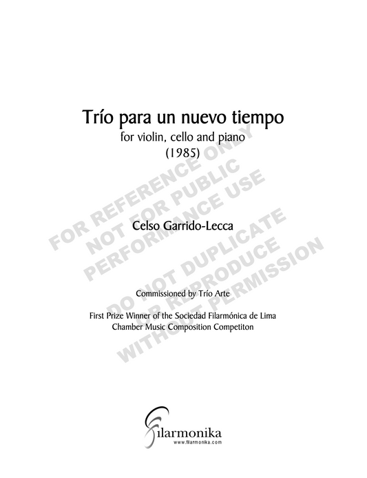 Trío para un nuevo tiempo, for violin, cello and piano