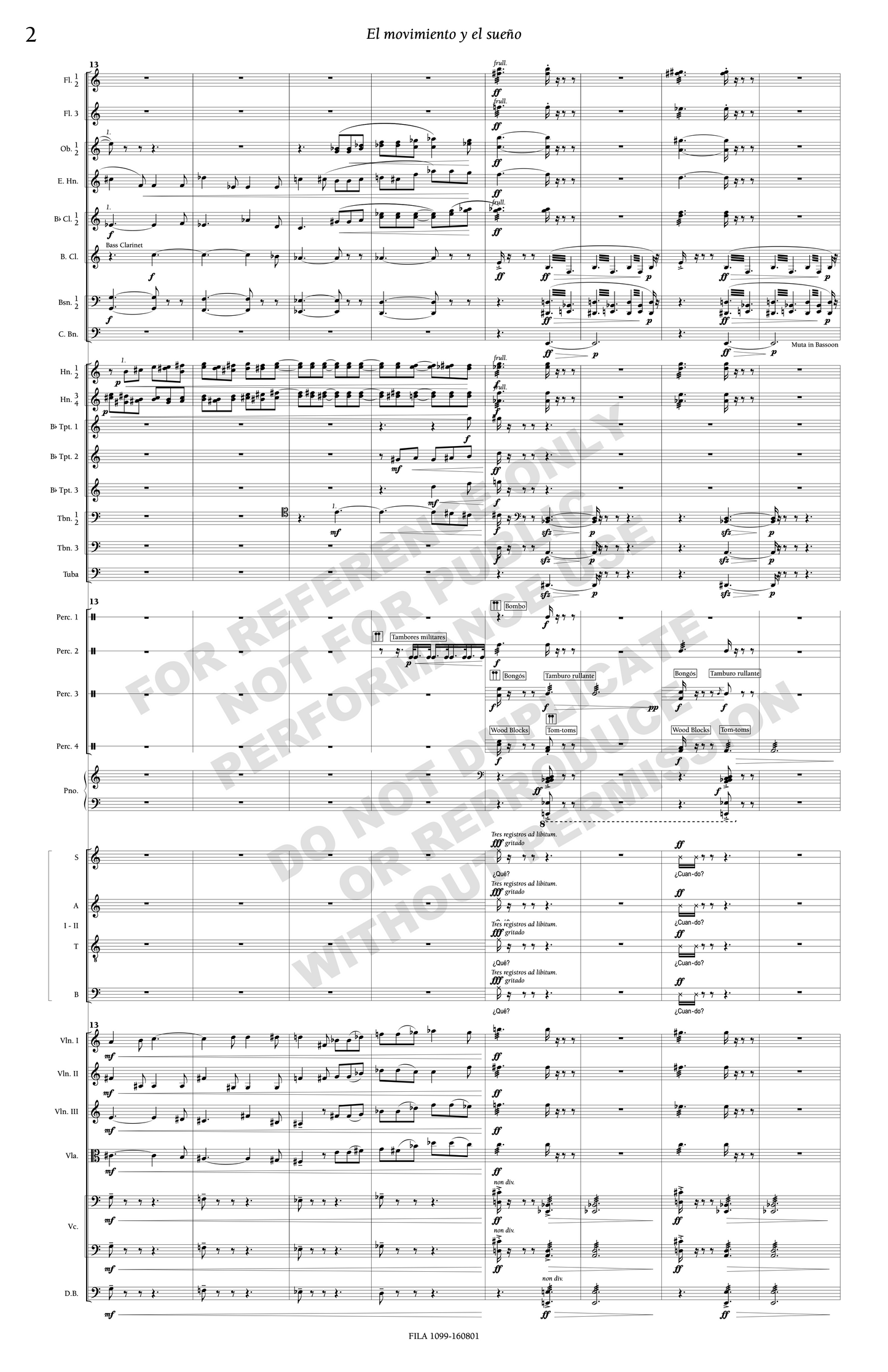 El movimiento y el sueño, for chorus, two narrators, and orchestra