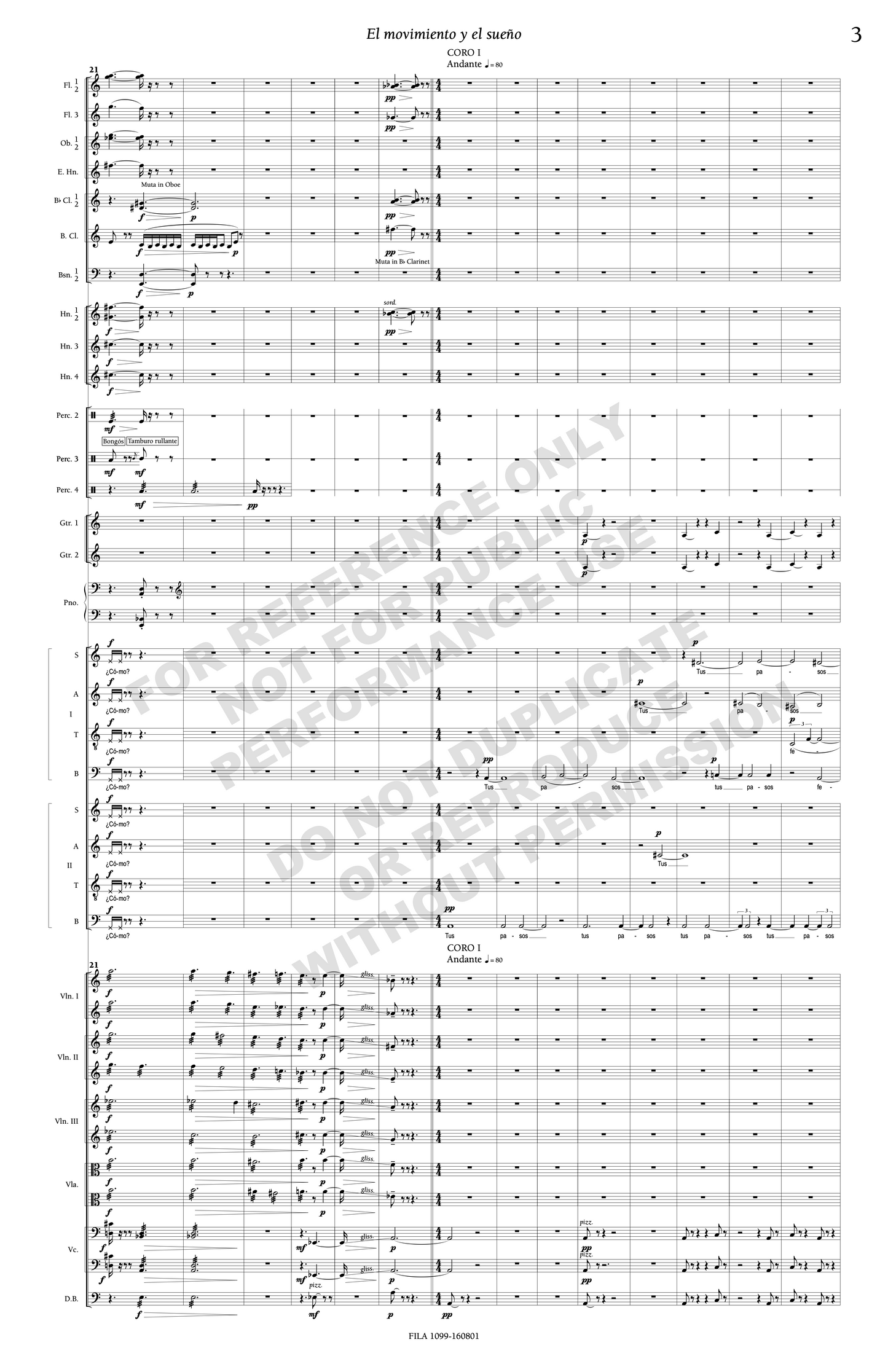 El movimiento y el sueño, for chorus, two narrators, and orchestra