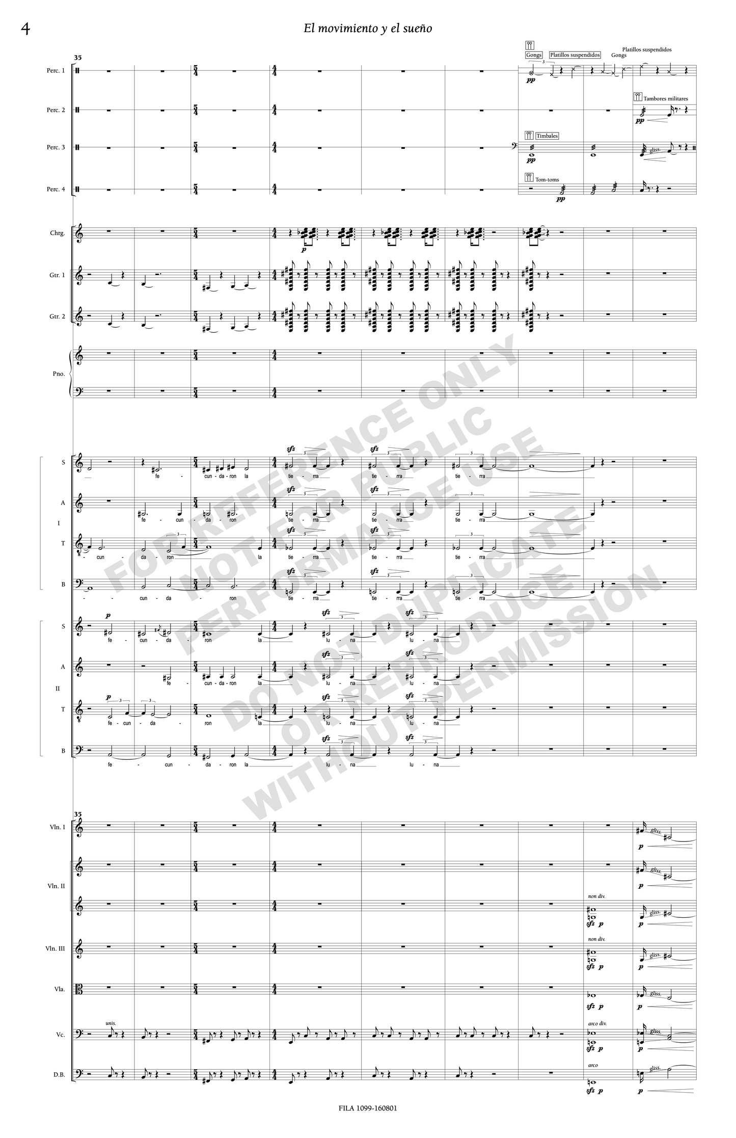 El movimiento y el sueño, for chorus, two narrators, and orchestra