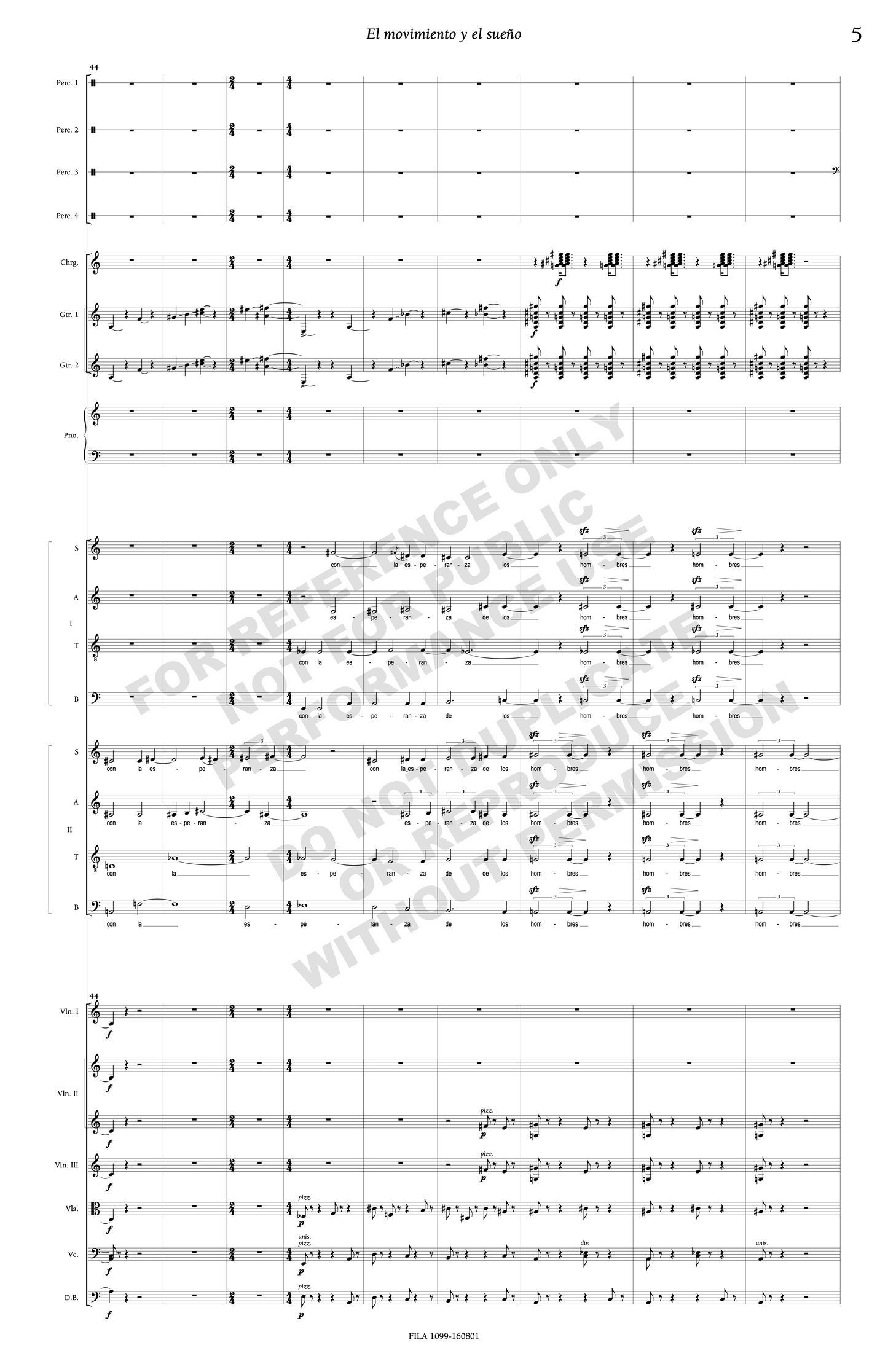 El movimiento y el sueño, for chorus, two narrators, and orchestra