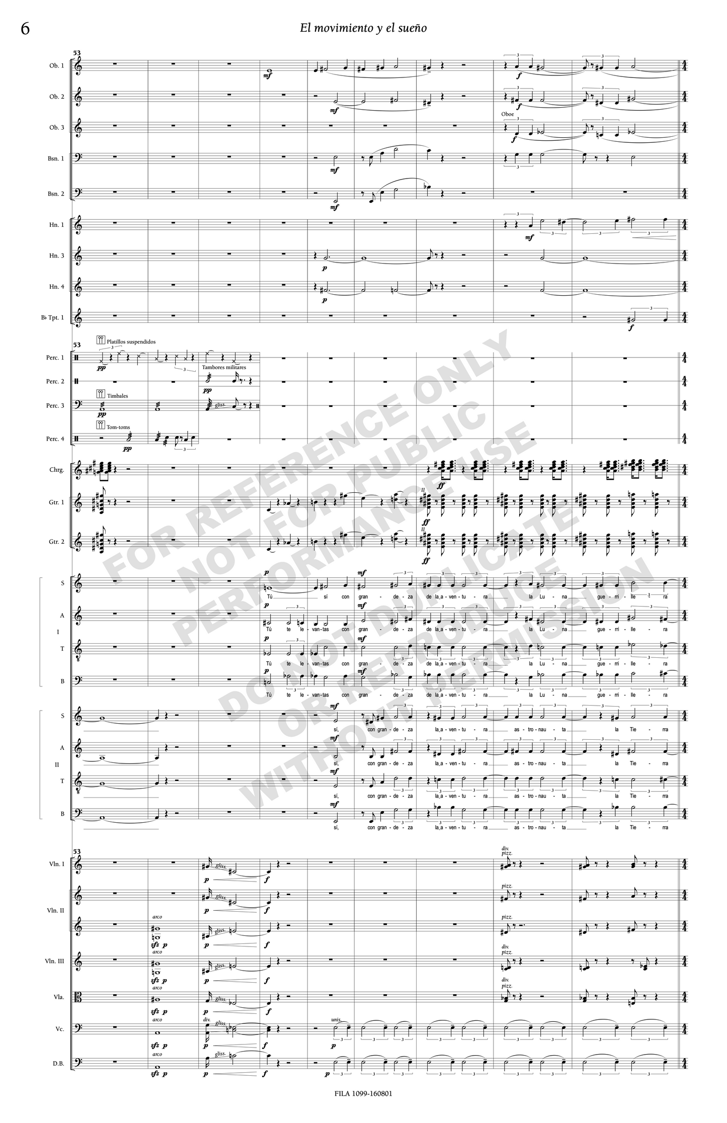 El movimiento y el sueño, for chorus, two narrators, and orchestra