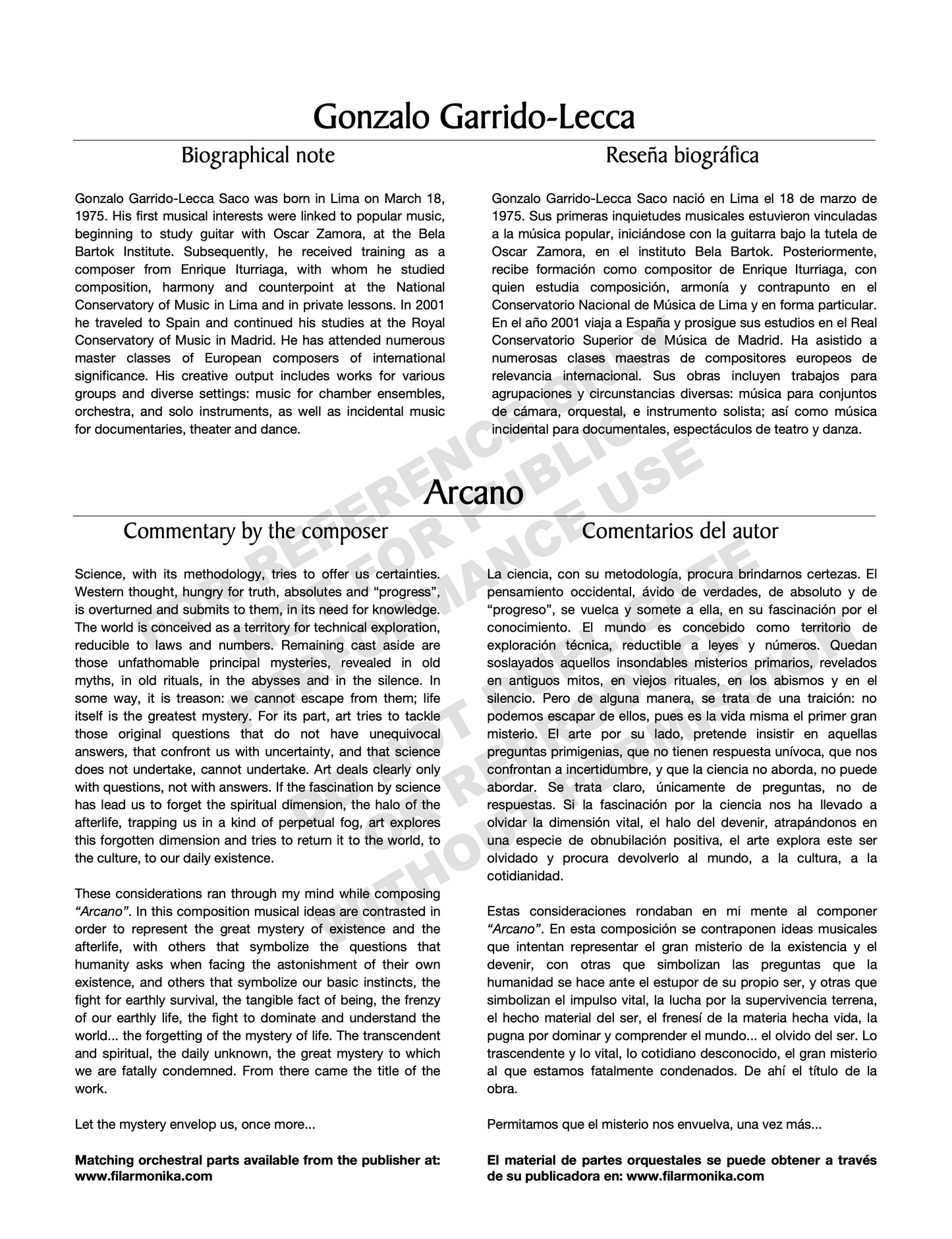 Arcano, for string quartet