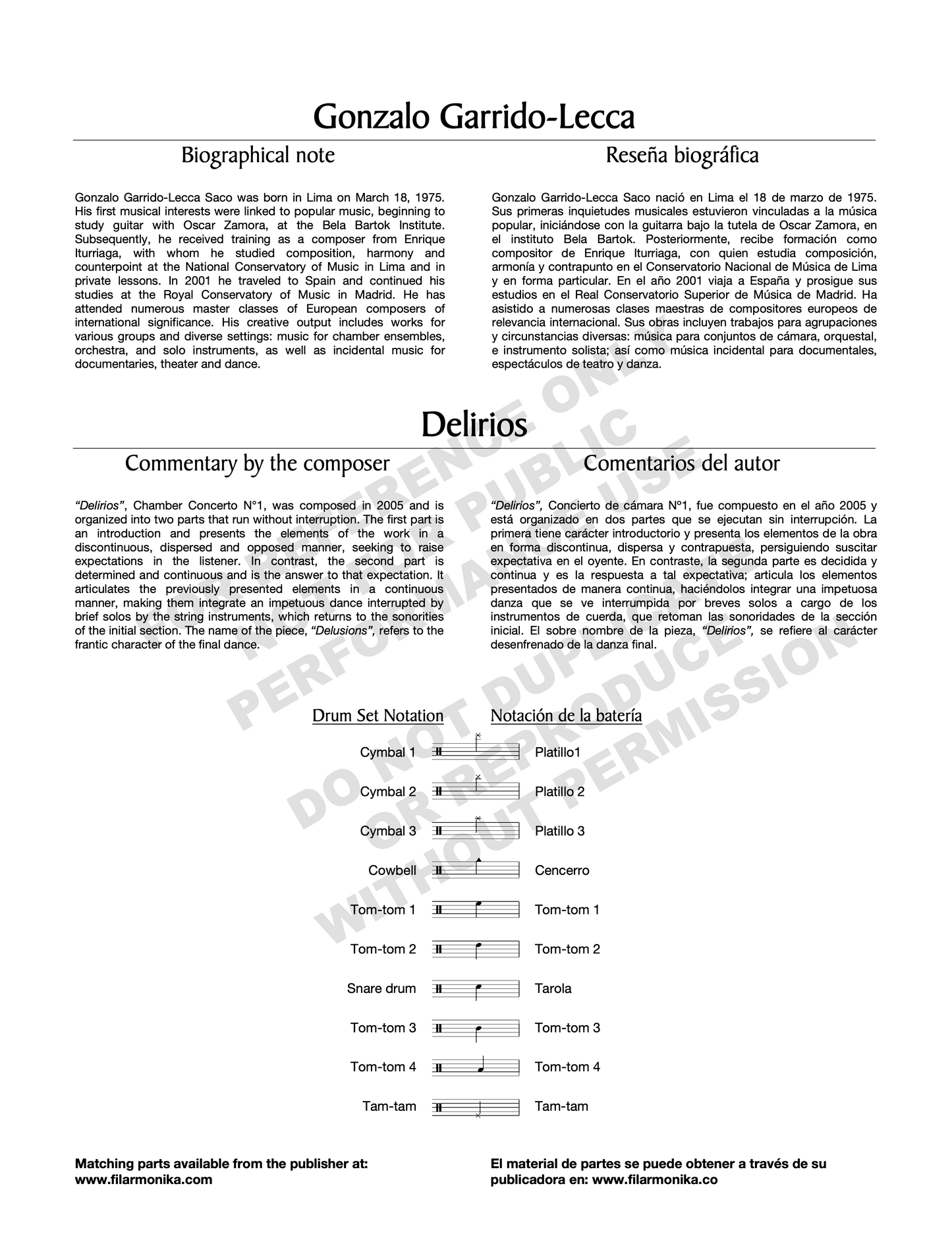 Delirios, for ensemble