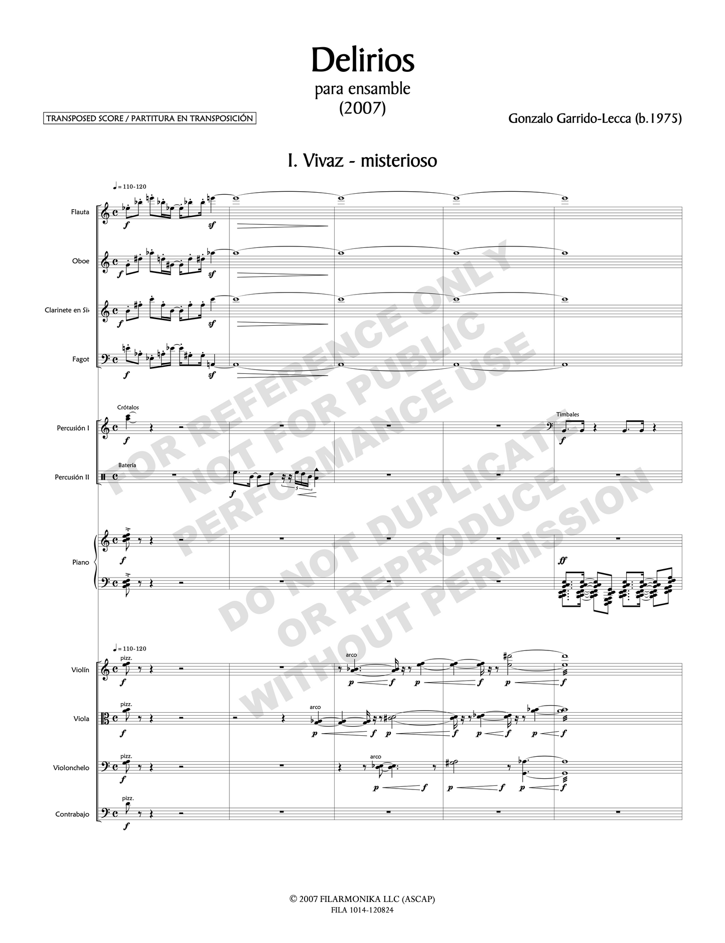 Delirios, for ensemble