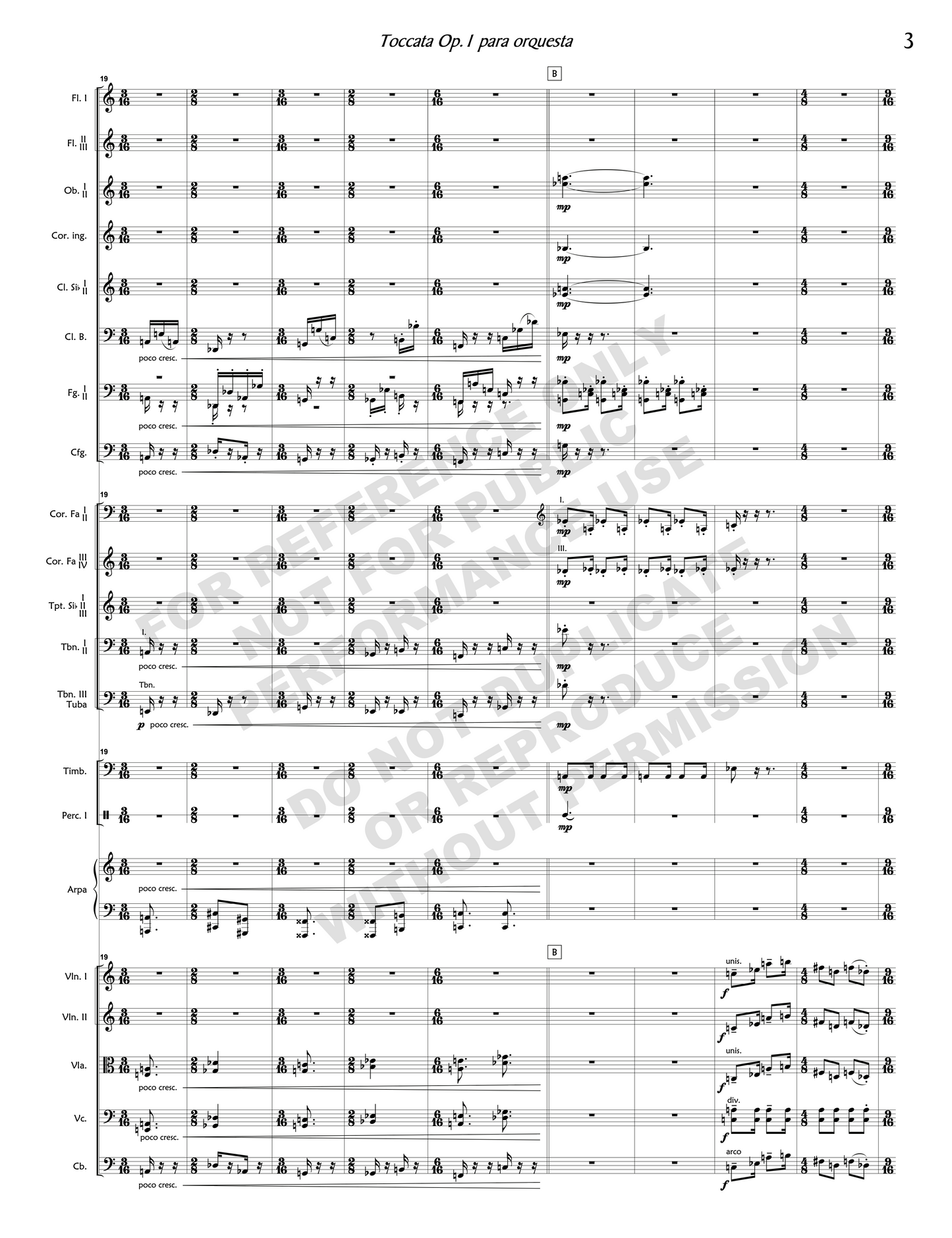 Tocatta Op. 1, for orchestra