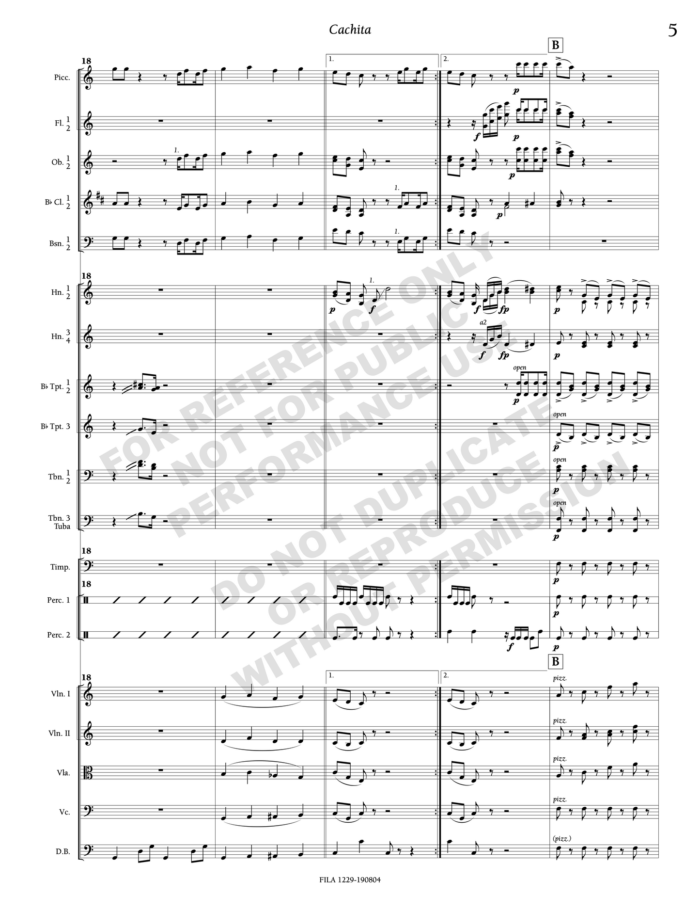 Cachita, for orchestra (arr. Cerón)