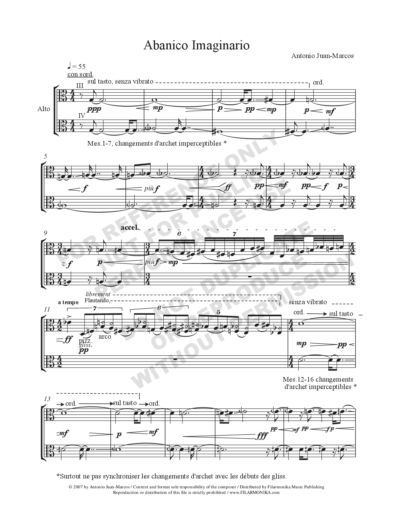 Abanico imaginario, for viola
