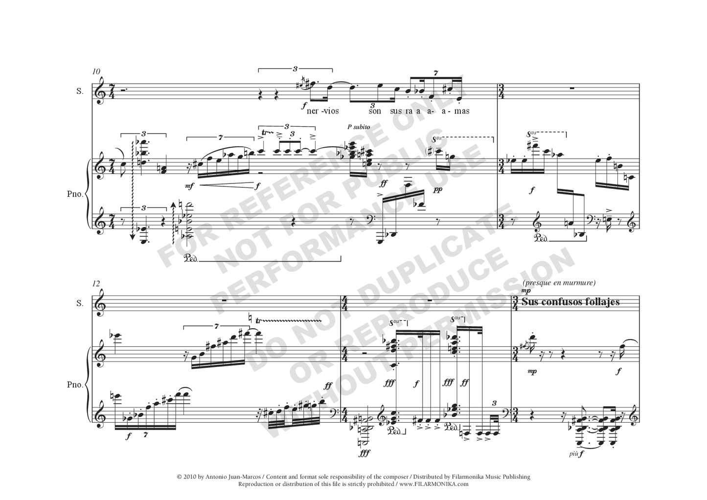 Árbol adentro, for soprano and piano