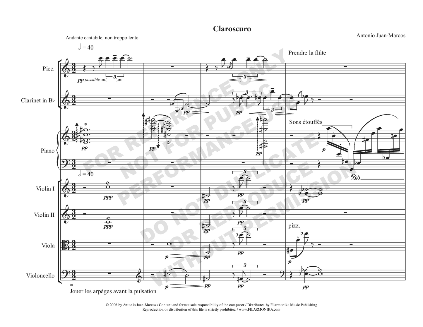 Claroscuro, for 7-instrument ensemble