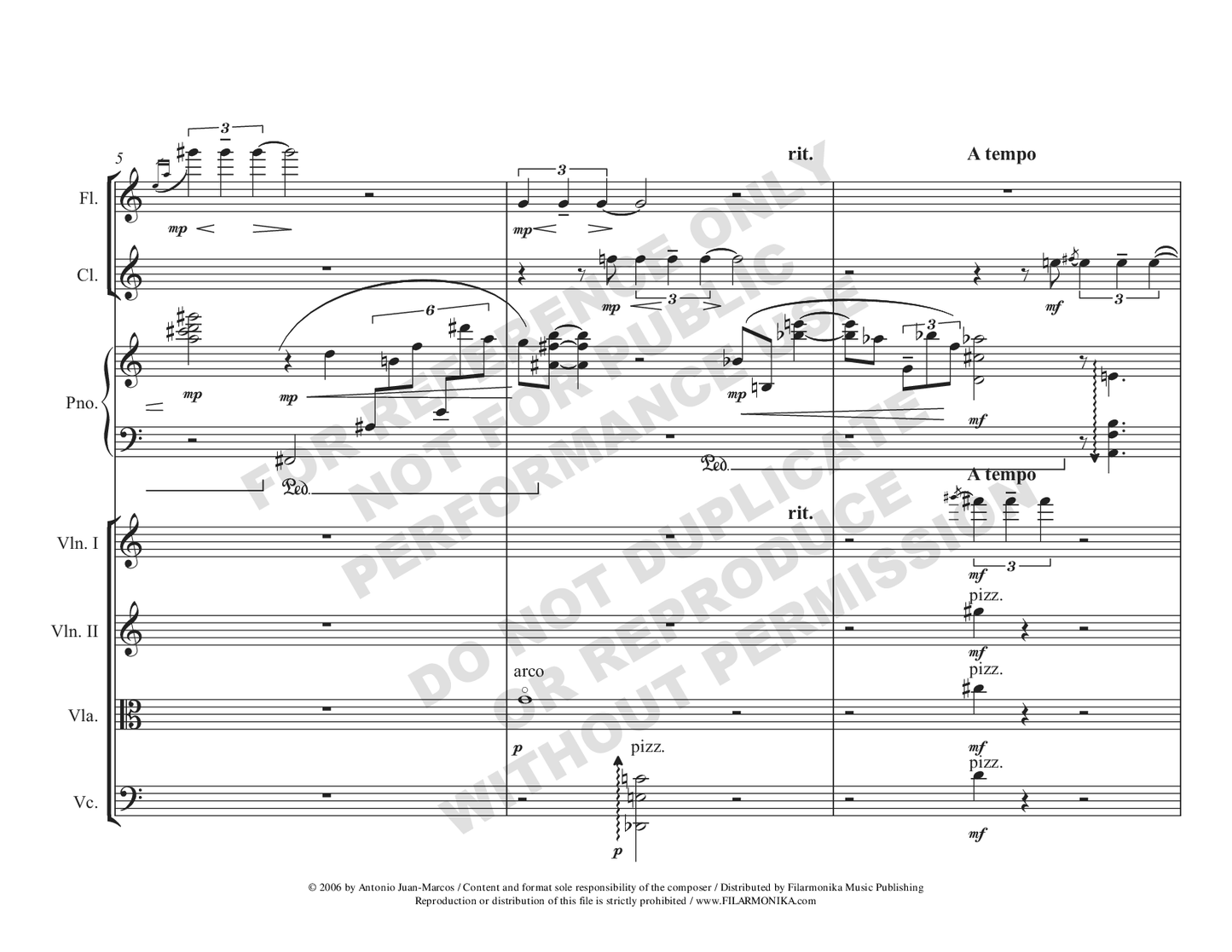Claroscuro, for 7-instrument ensemble