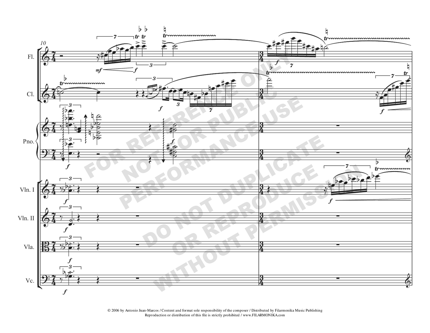 Claroscuro, for 7-instrument ensemble