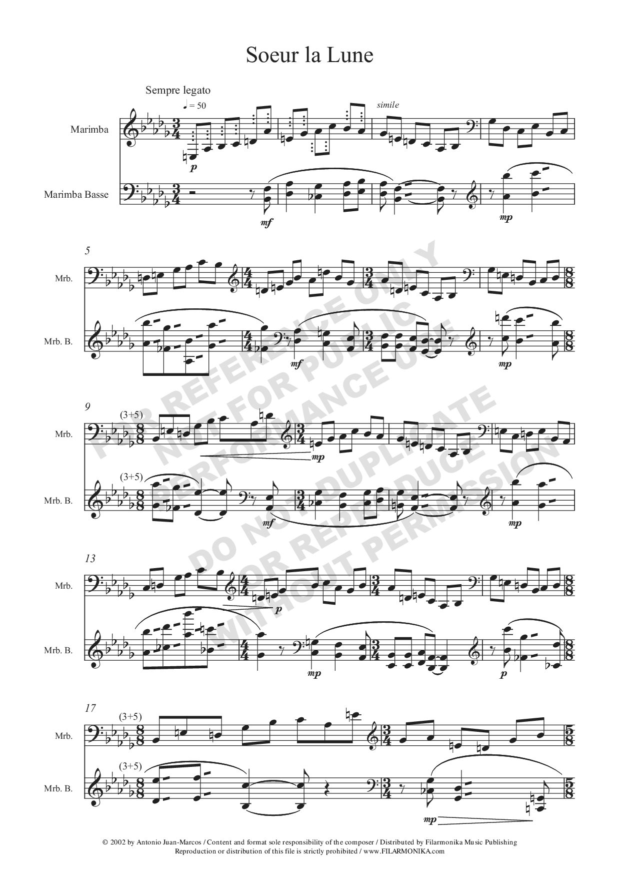 Le Cantique du Soleil, for 2 marimbas