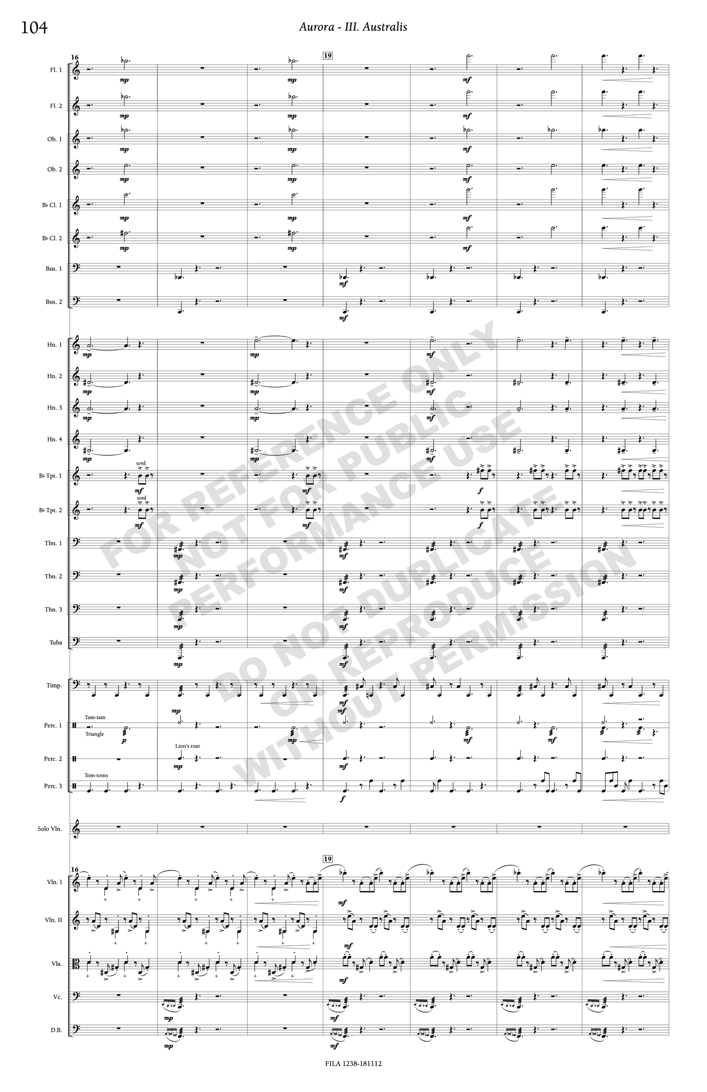 Aurora, concerto for violin and orchestra
