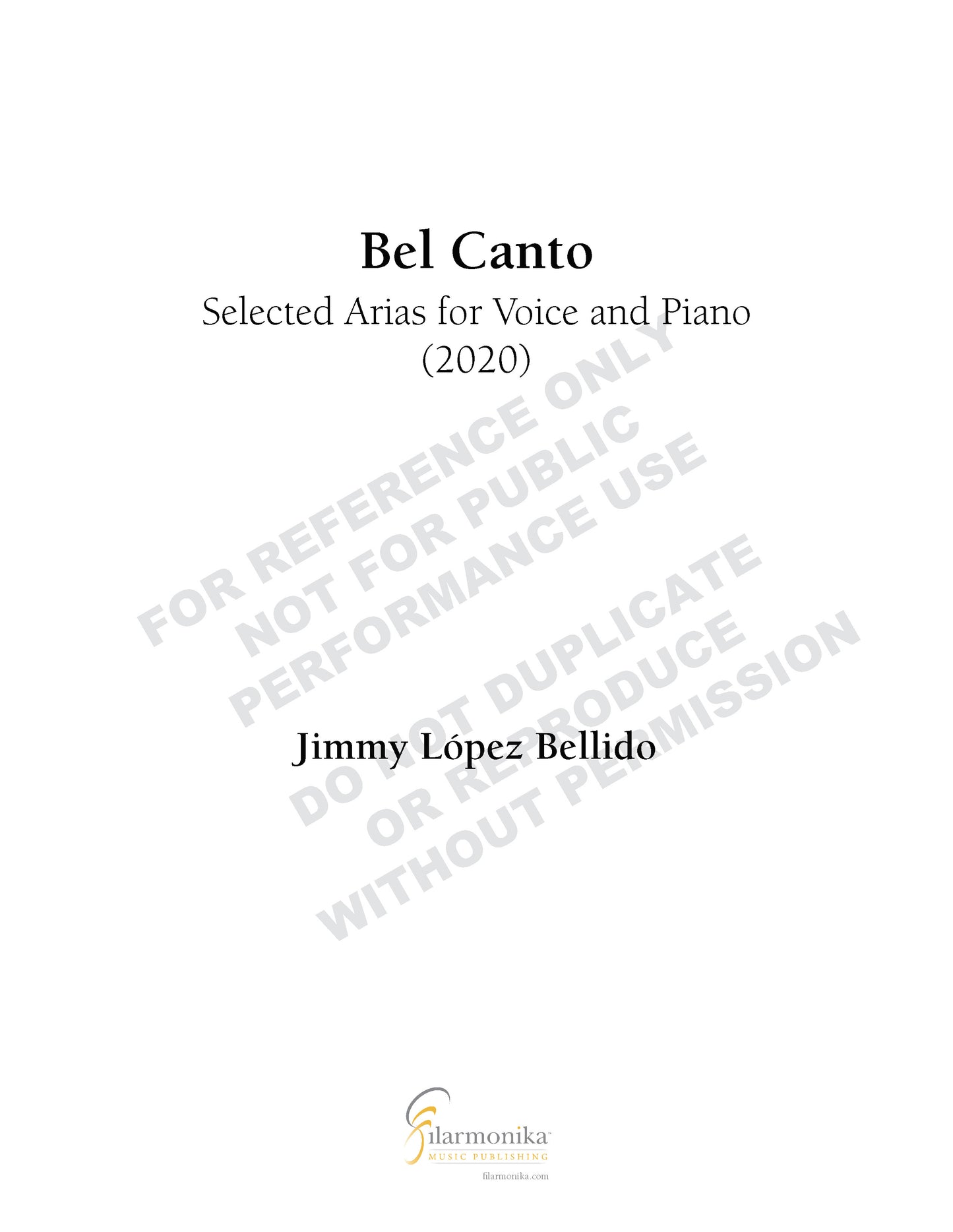 Bel Canto: Selected Arias for Voice and Piano