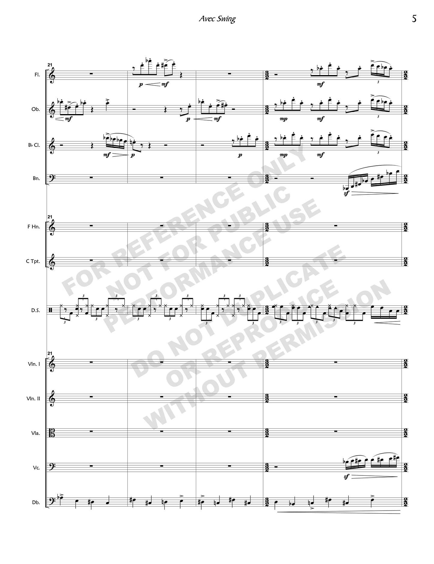 Avec Swing, for chamber orchestra