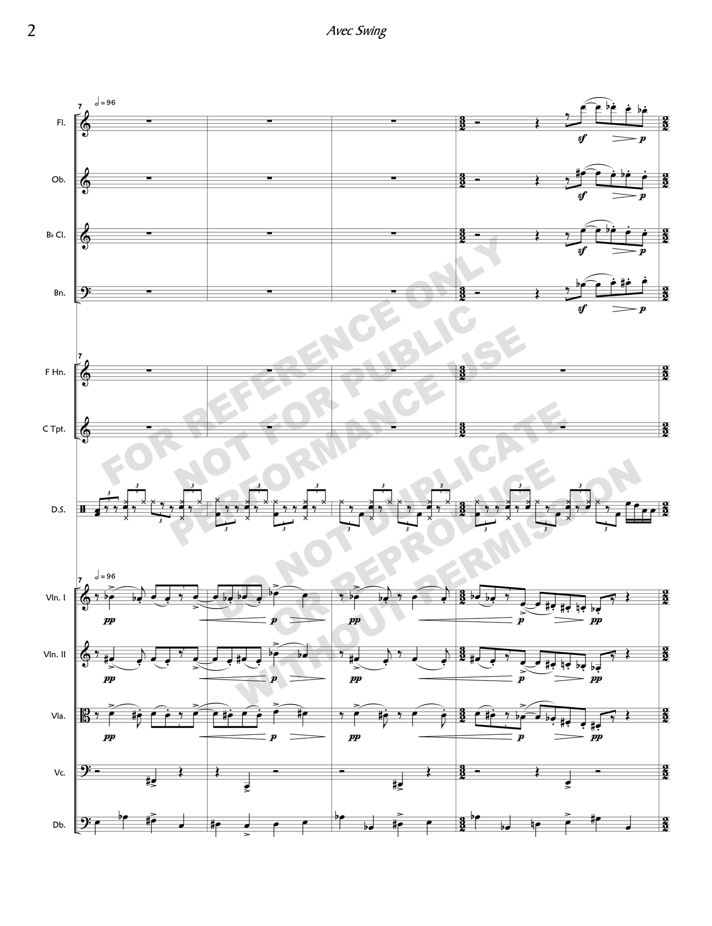 Avec Swing, for chamber orchestra