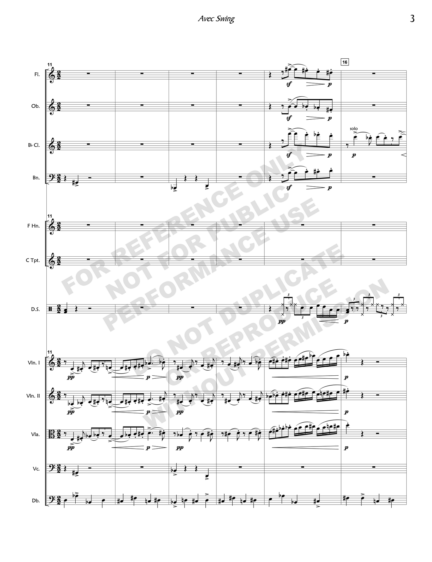 Avec Swing, for chamber orchestra