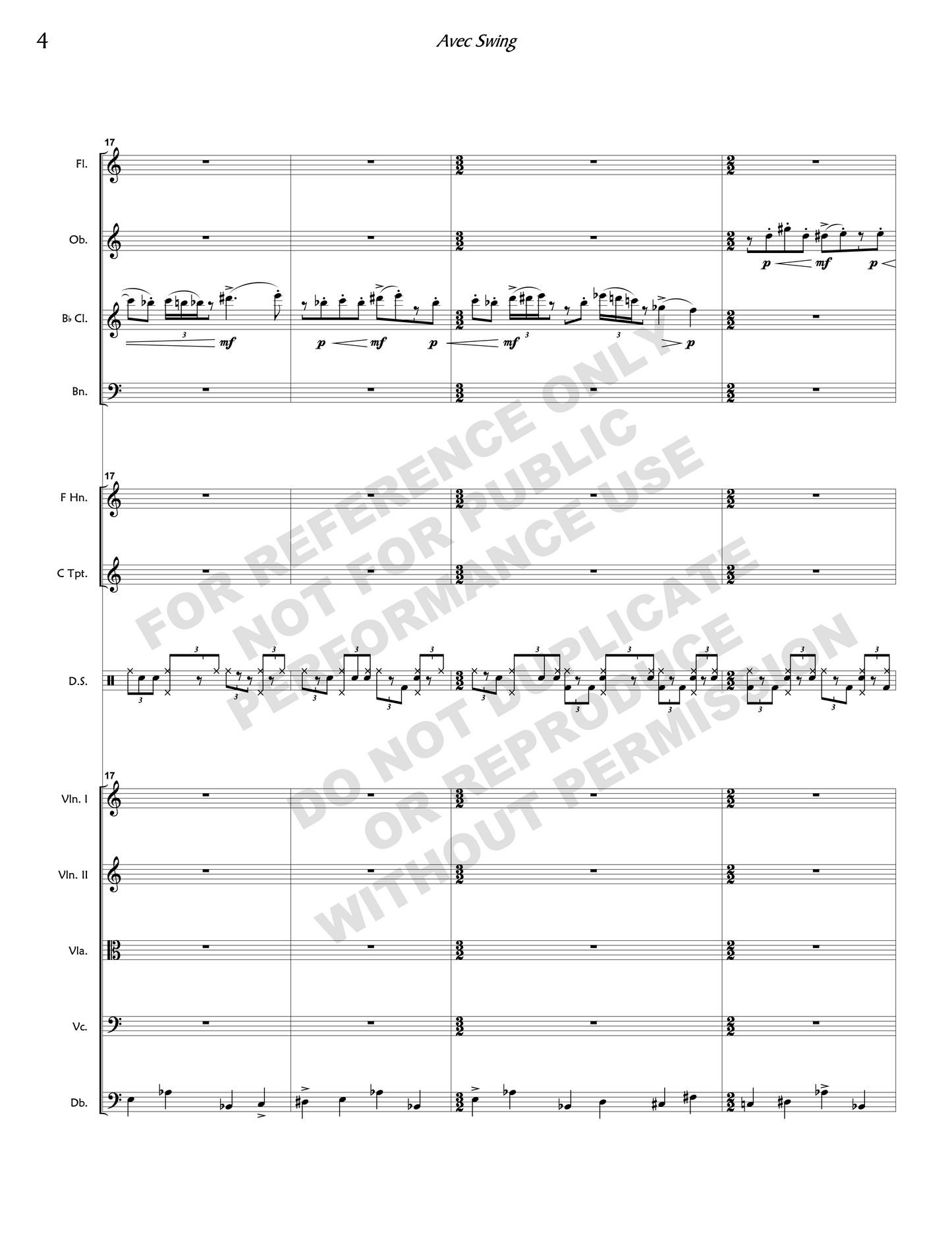 Avec Swing, for chamber orchestra