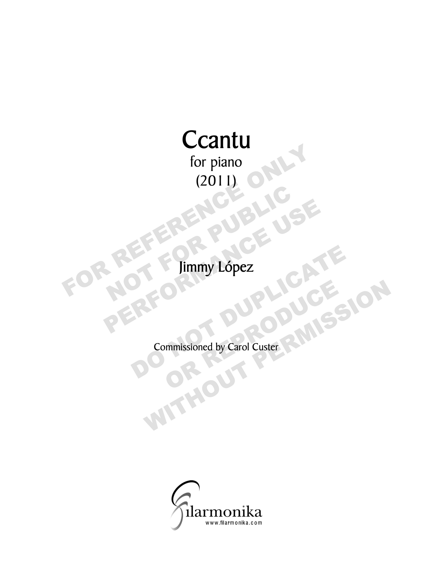 Ccantu, for solo piano