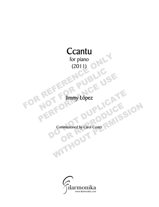 Ccantu, for solo piano