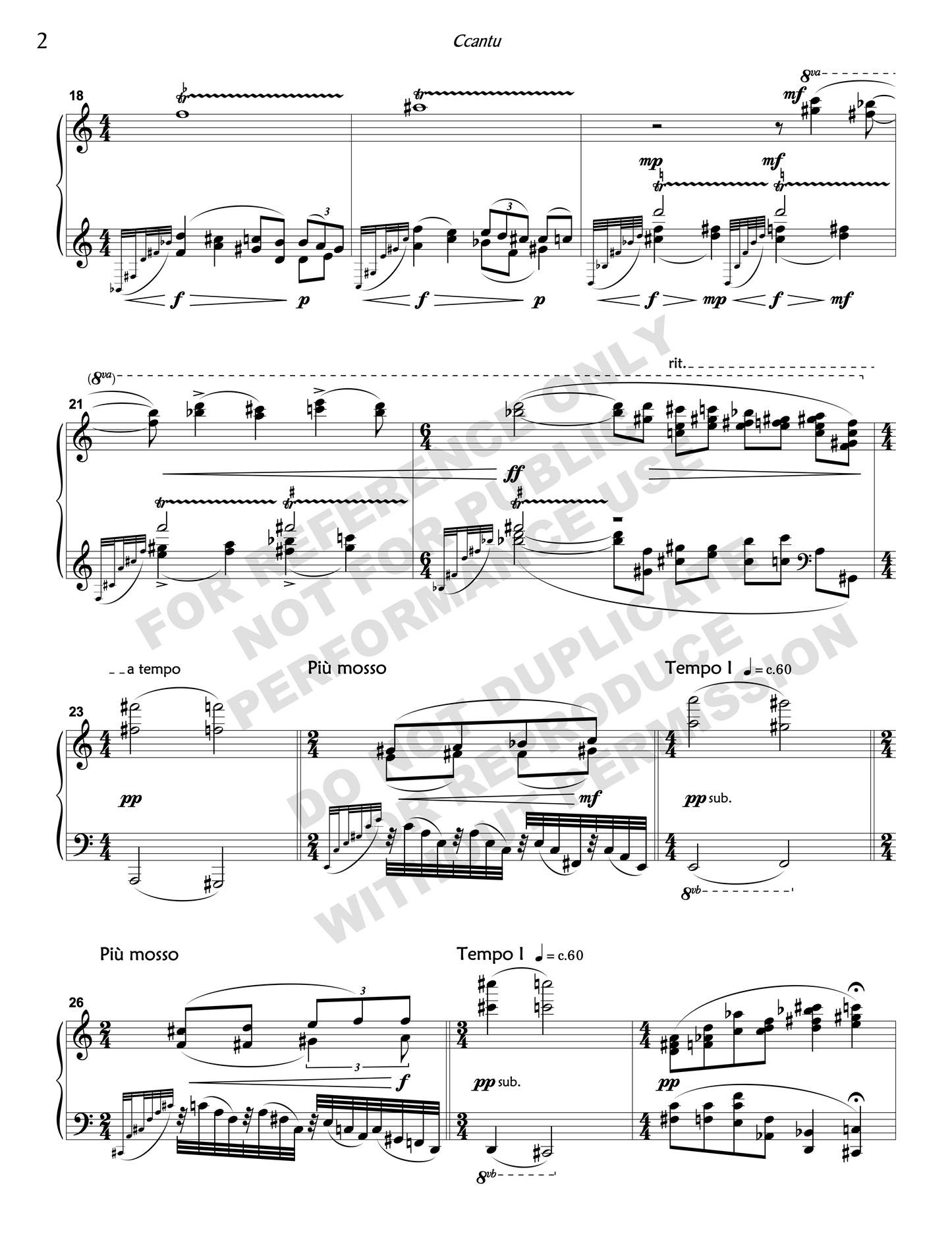 Ccantu, for solo piano