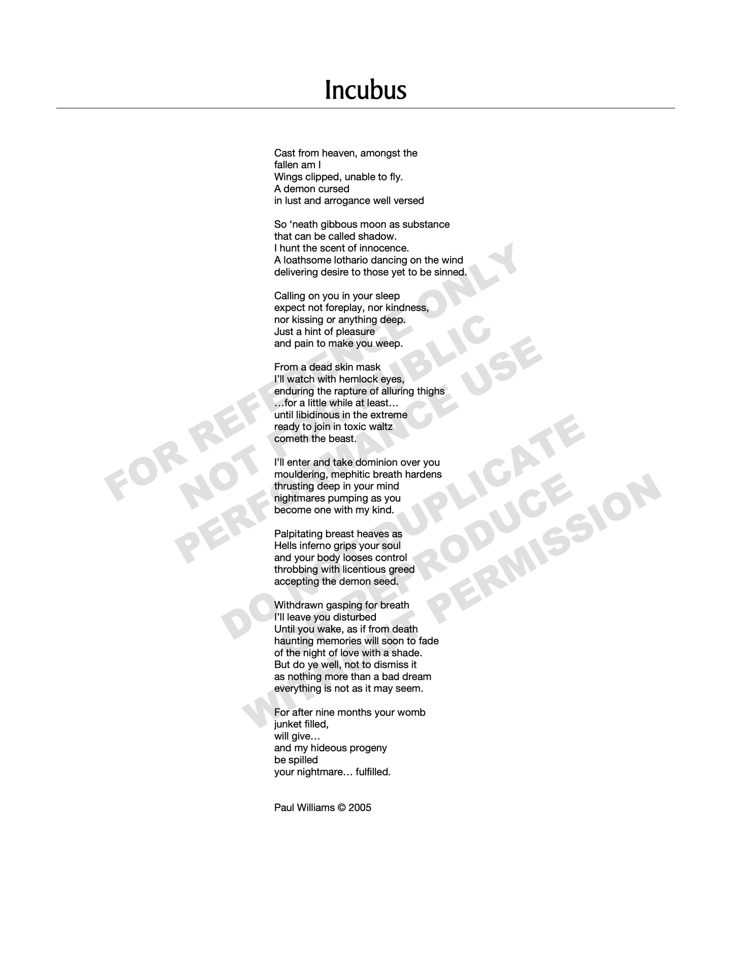 Incubus, for chamber ensemble