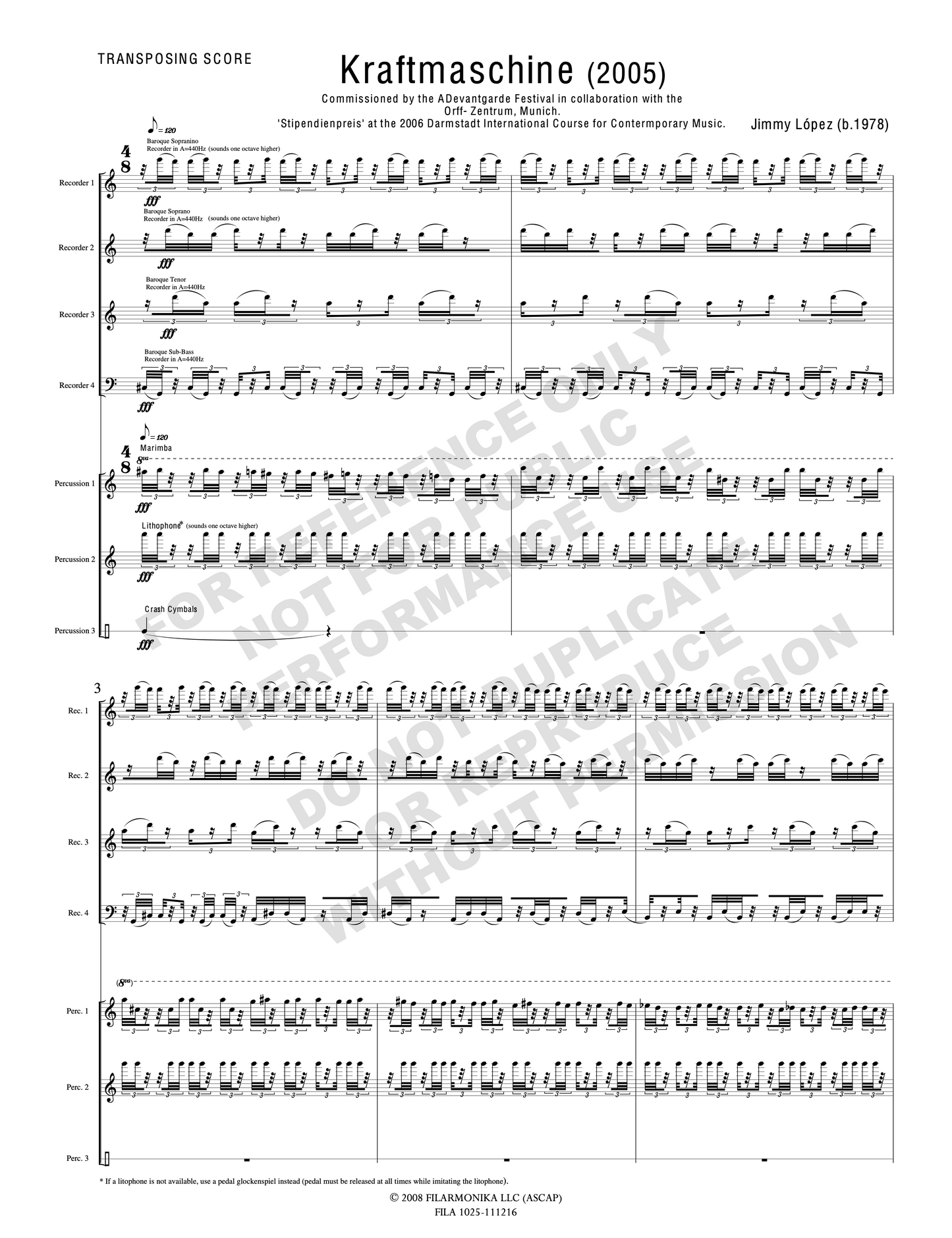 Kraftmaschine, for recorder and percussion