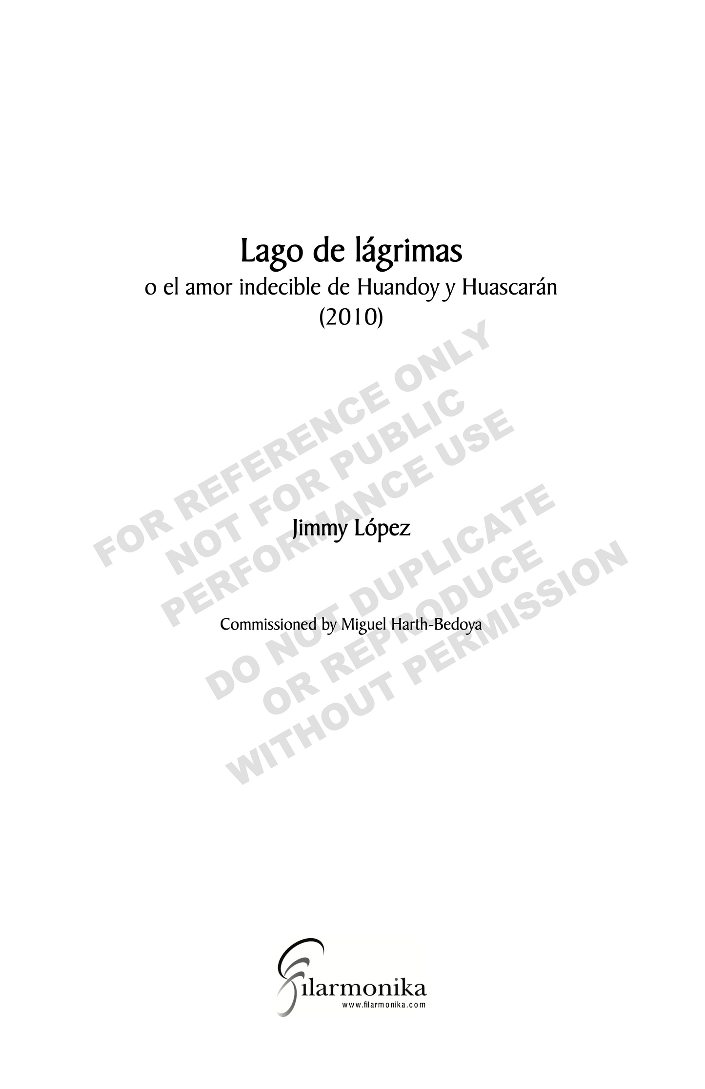 Lago de lágrimas, for flute and orchestra