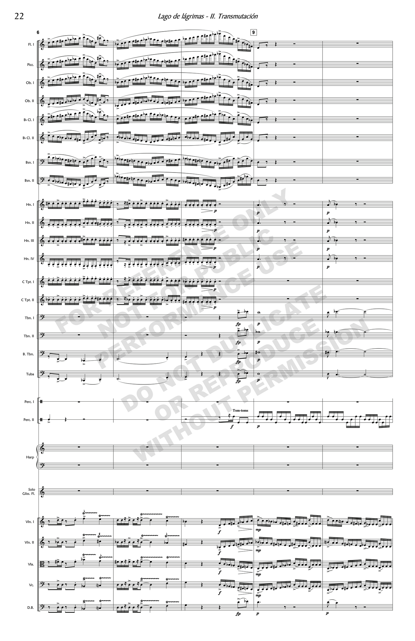 Lago de lágrimas, for flute and orchestra