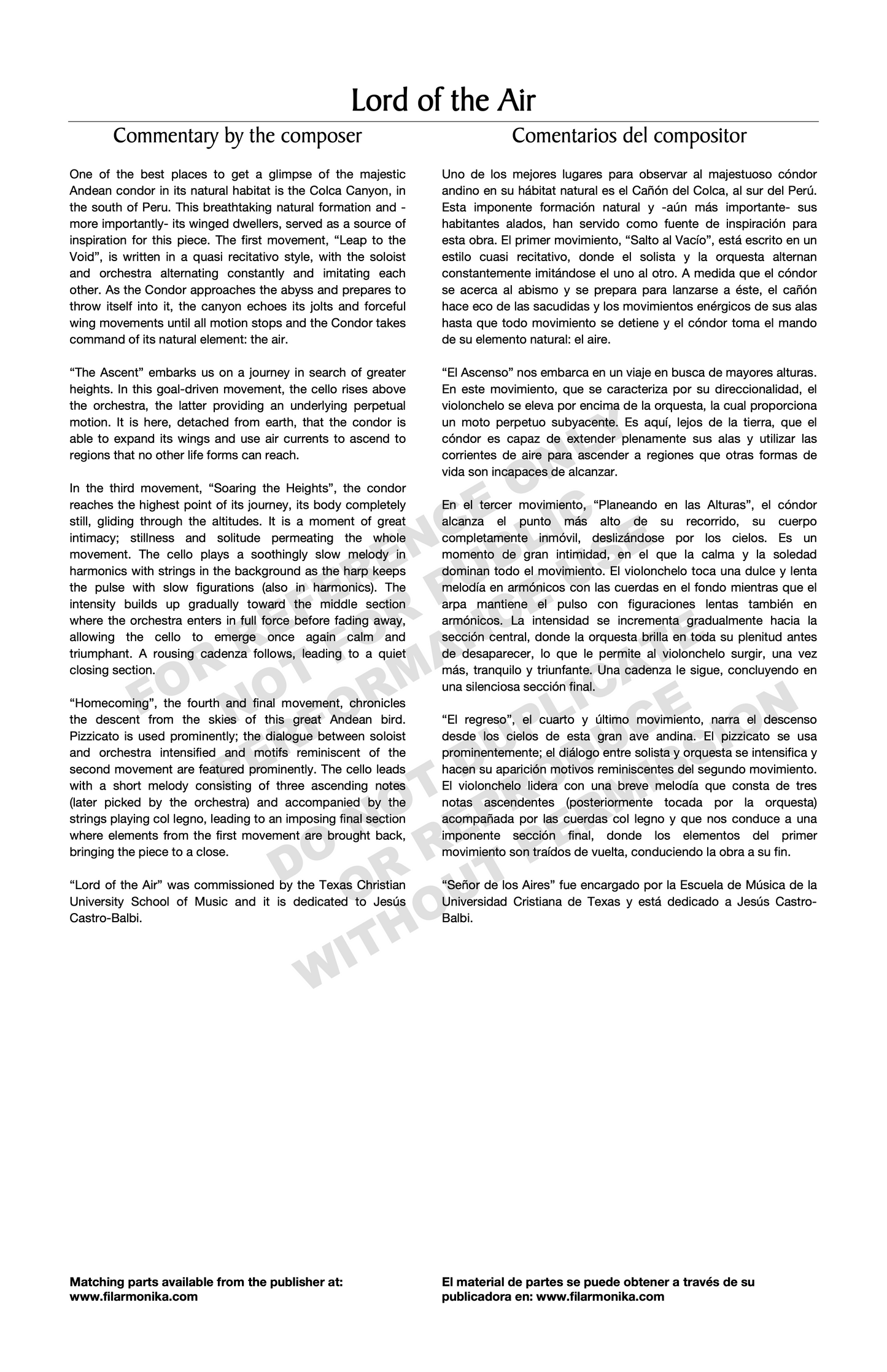 Lord of the Air, concerto for cello and orchestra