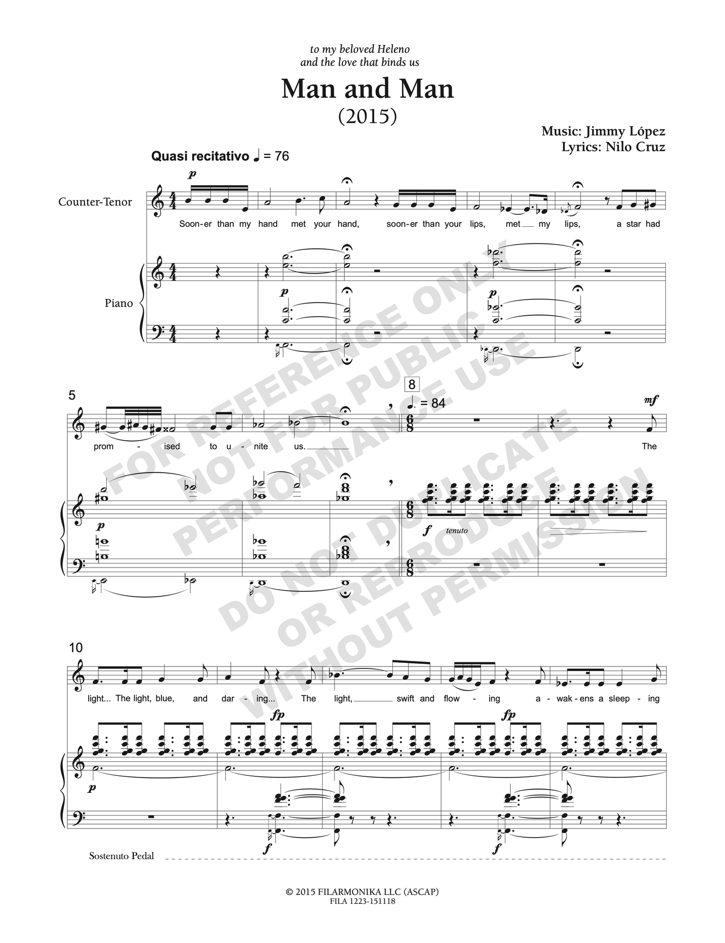 Man and man, for countertenor and piano