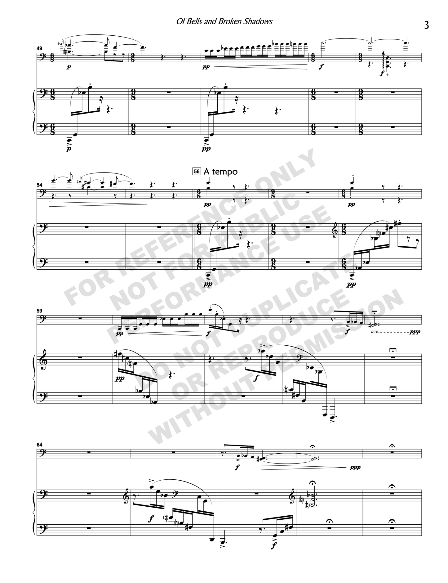 Of Bells and Broken Shadows, for cello and piano
