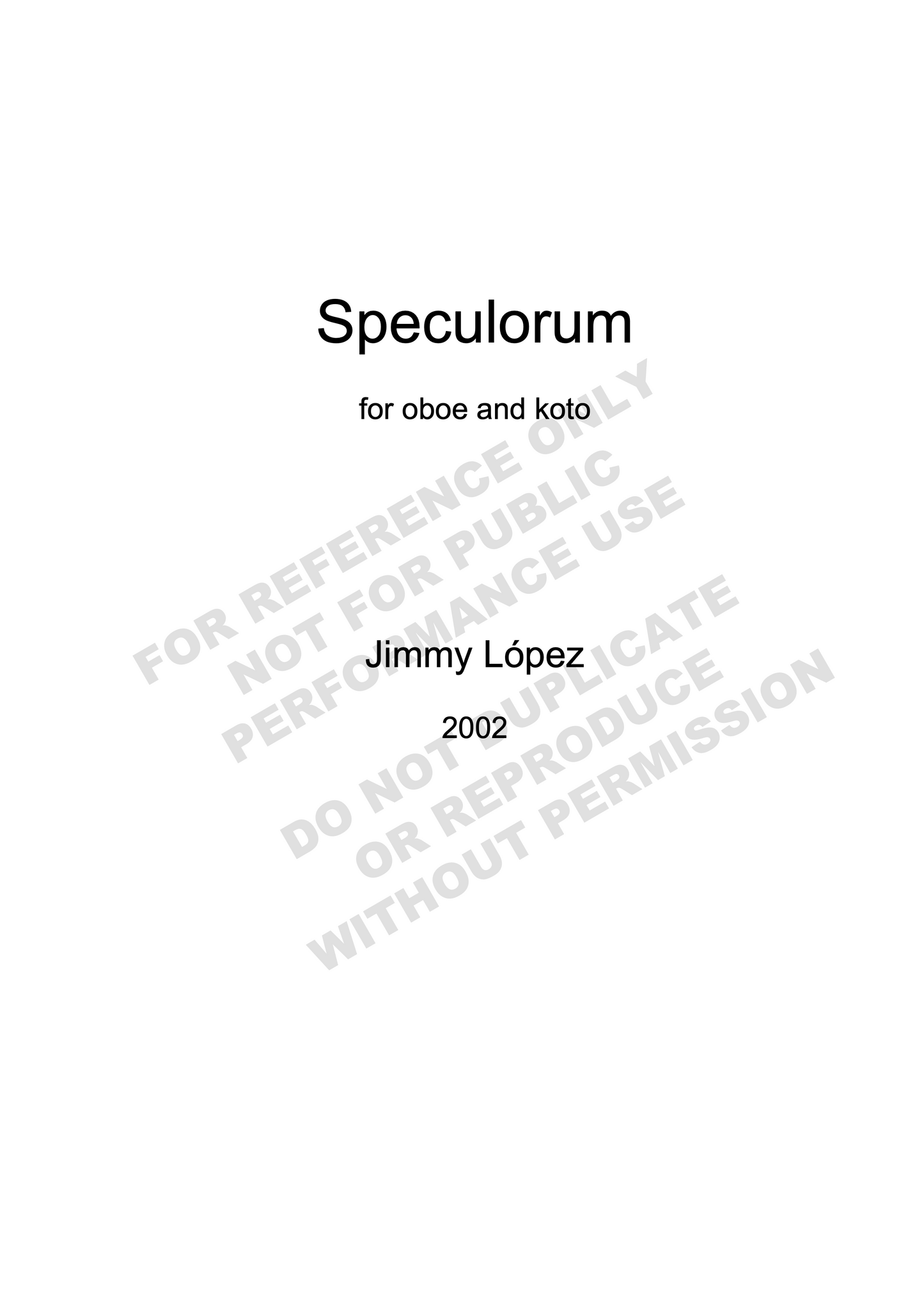 Speculorum, for oboe and koto