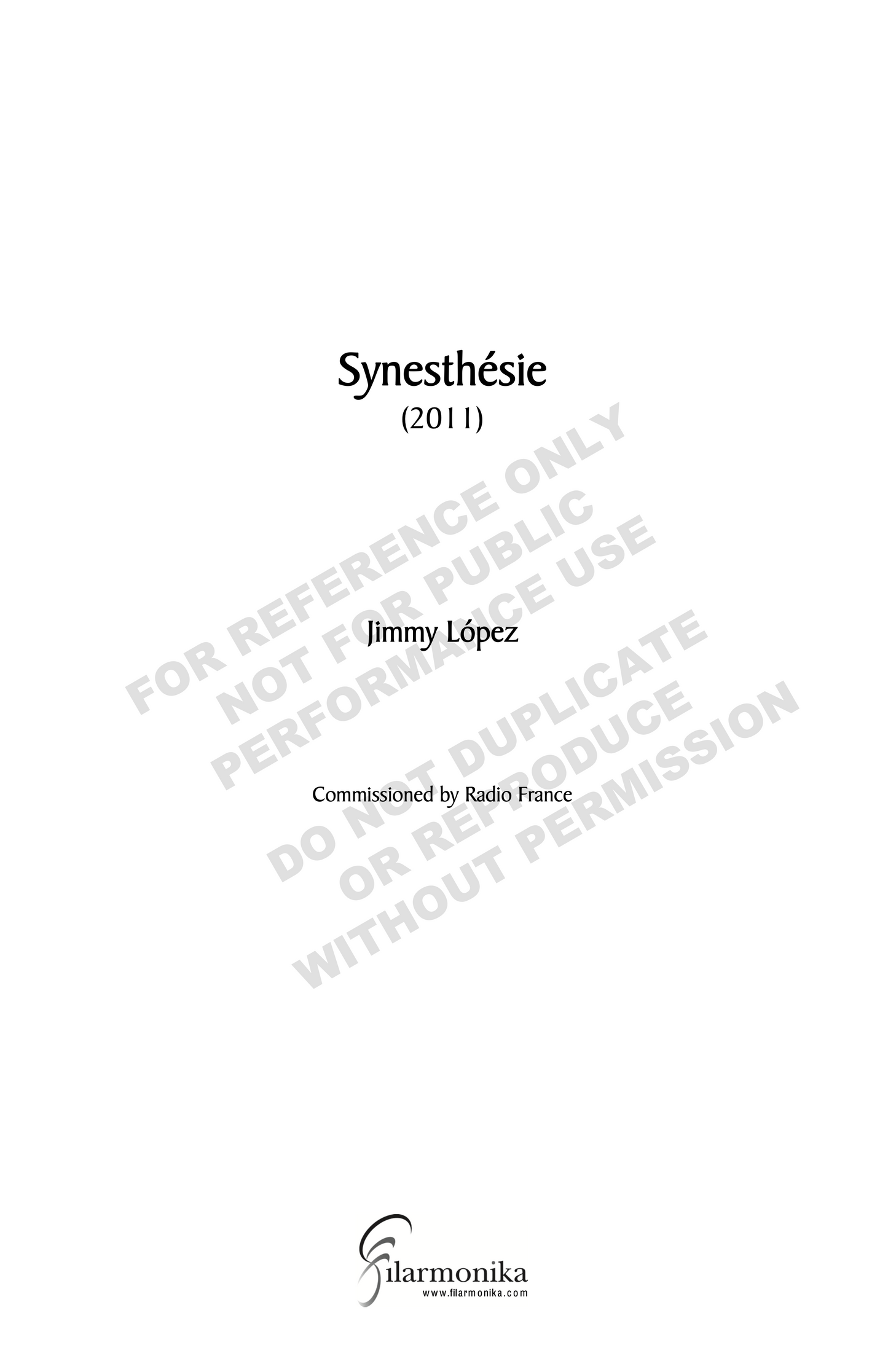 Synesthésie, for orchestra