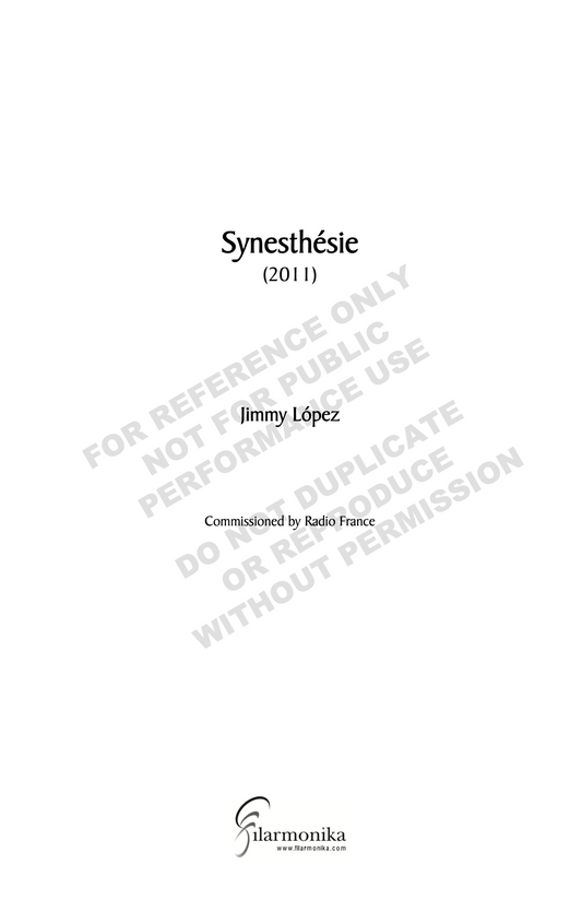 Synesthésie, for orchestra