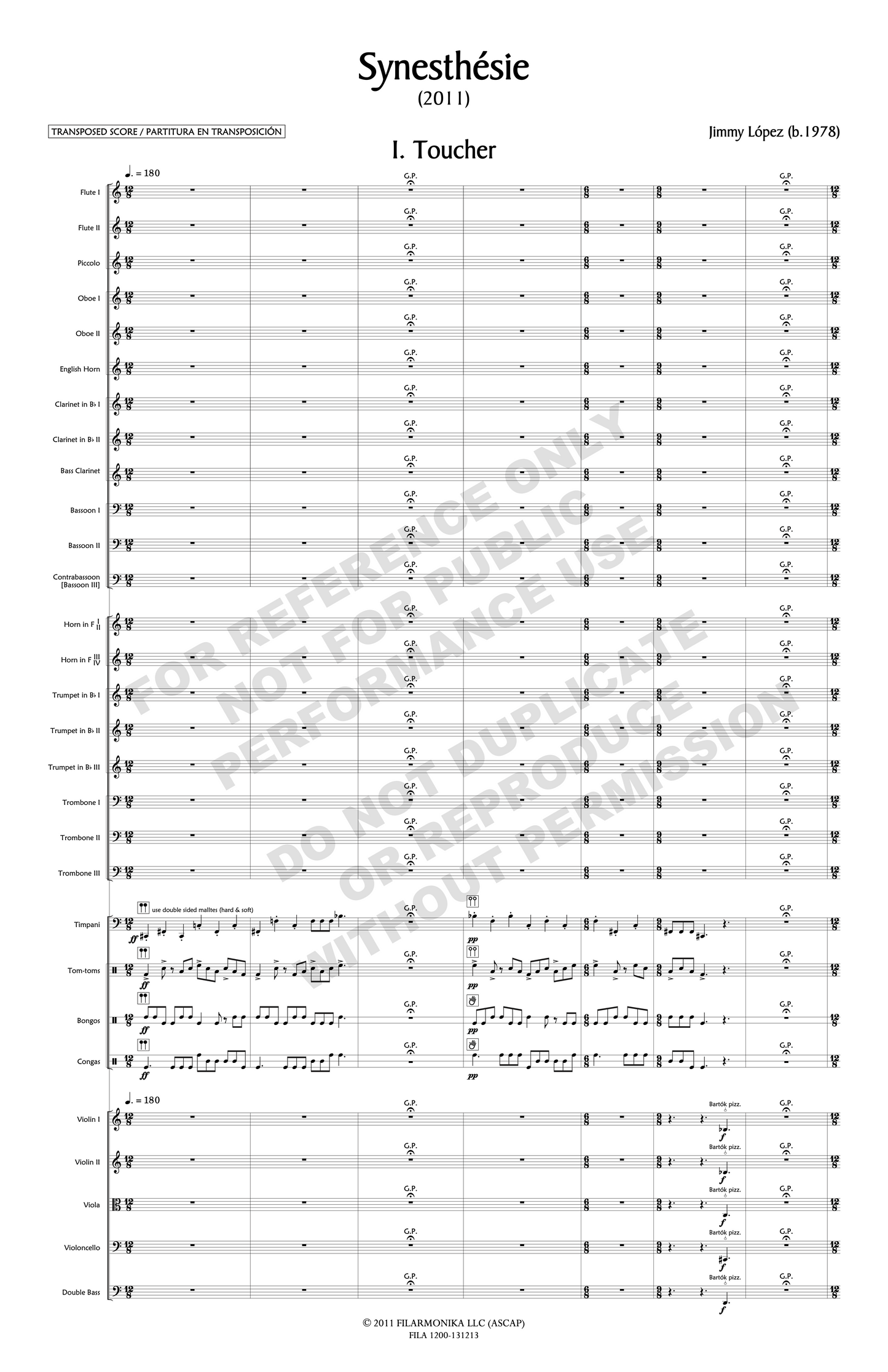 Synesthésie, for orchestra
